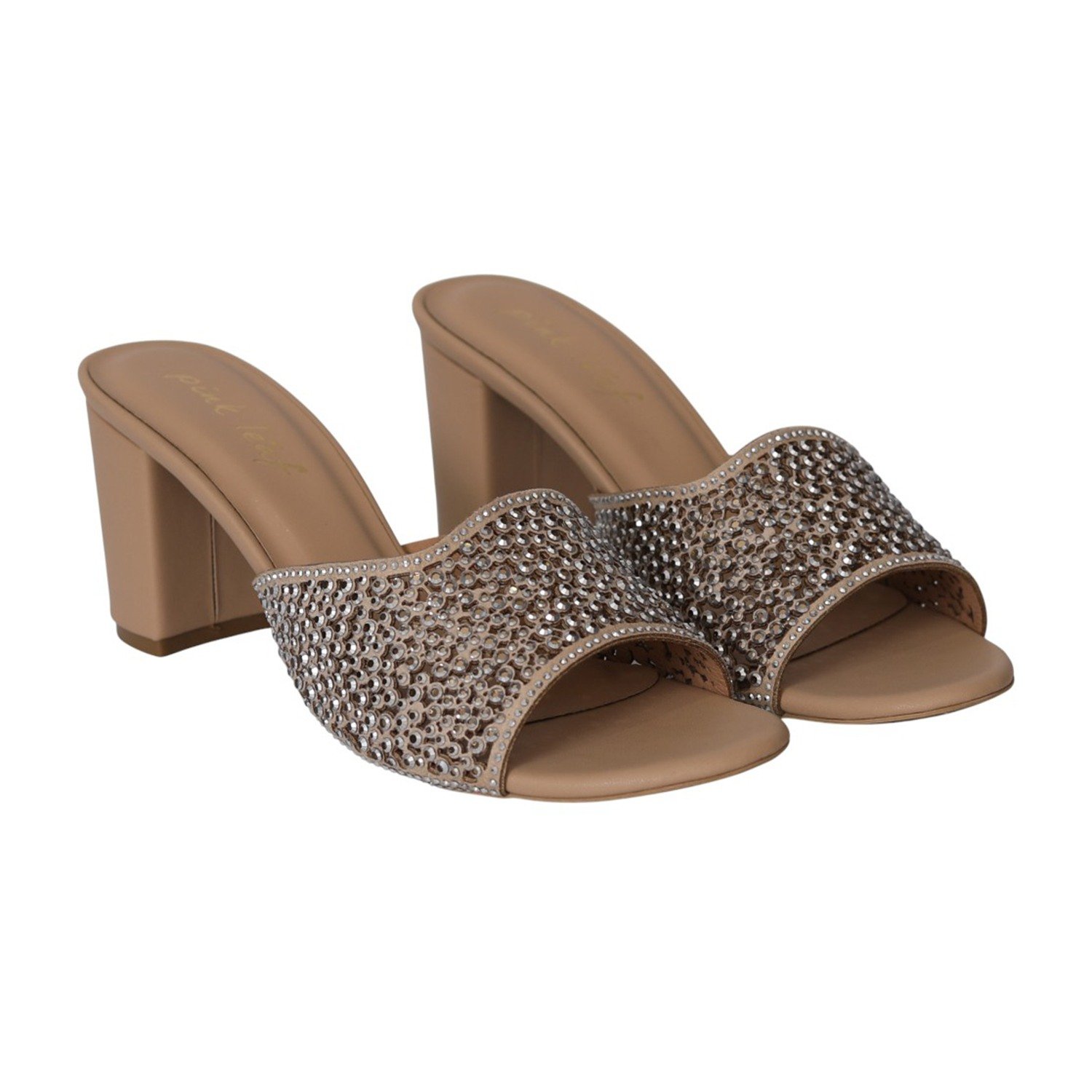 Women Soft Nude Crystal Heels