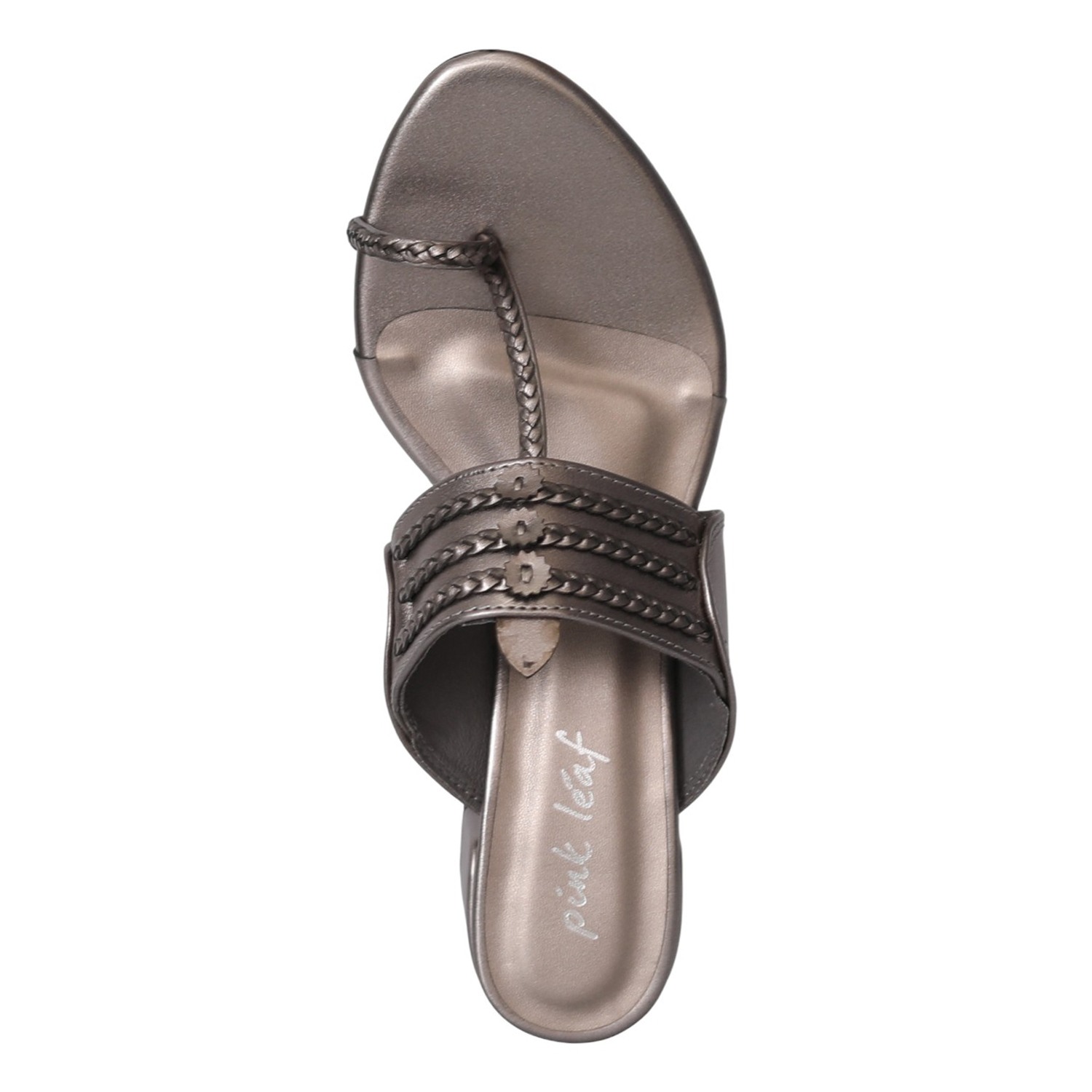 Women Gunmetal Woven Detail Heels