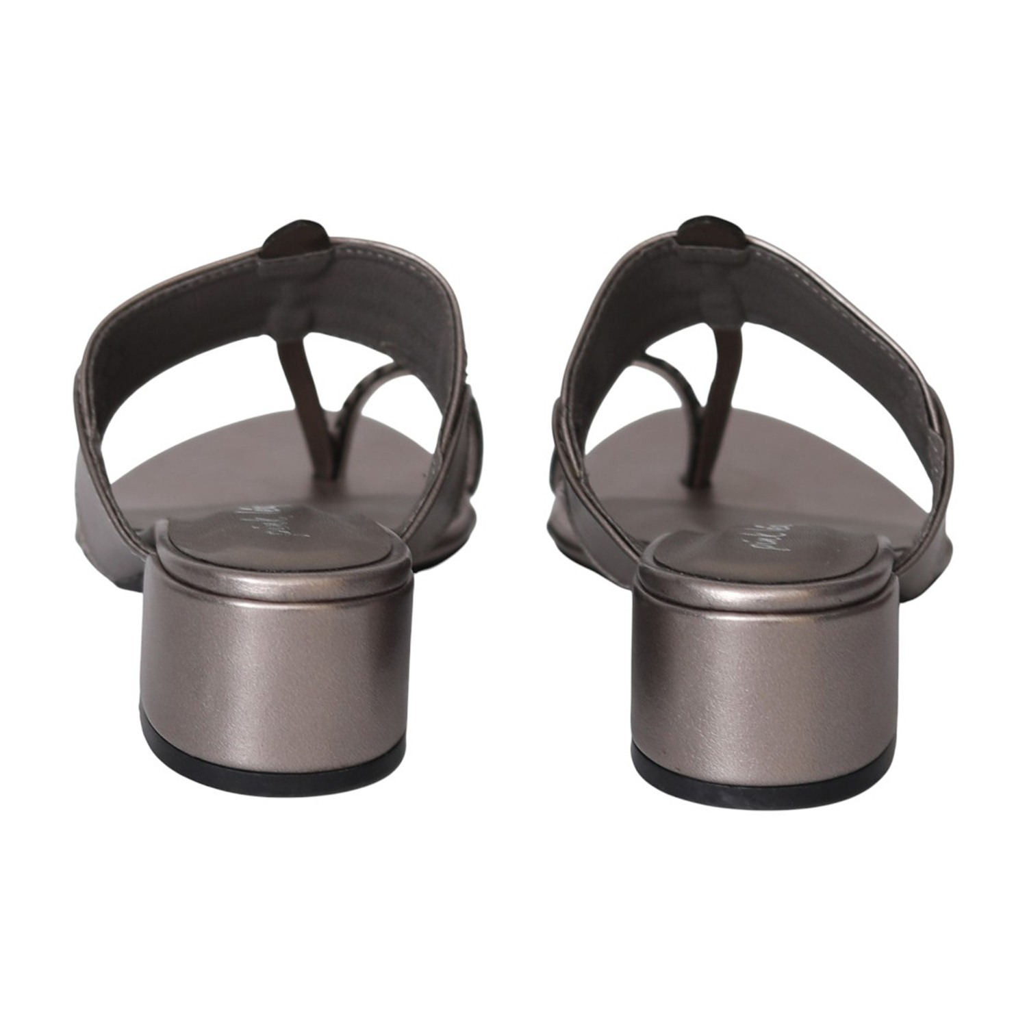 Women Gunmetal Woven Detail Heels