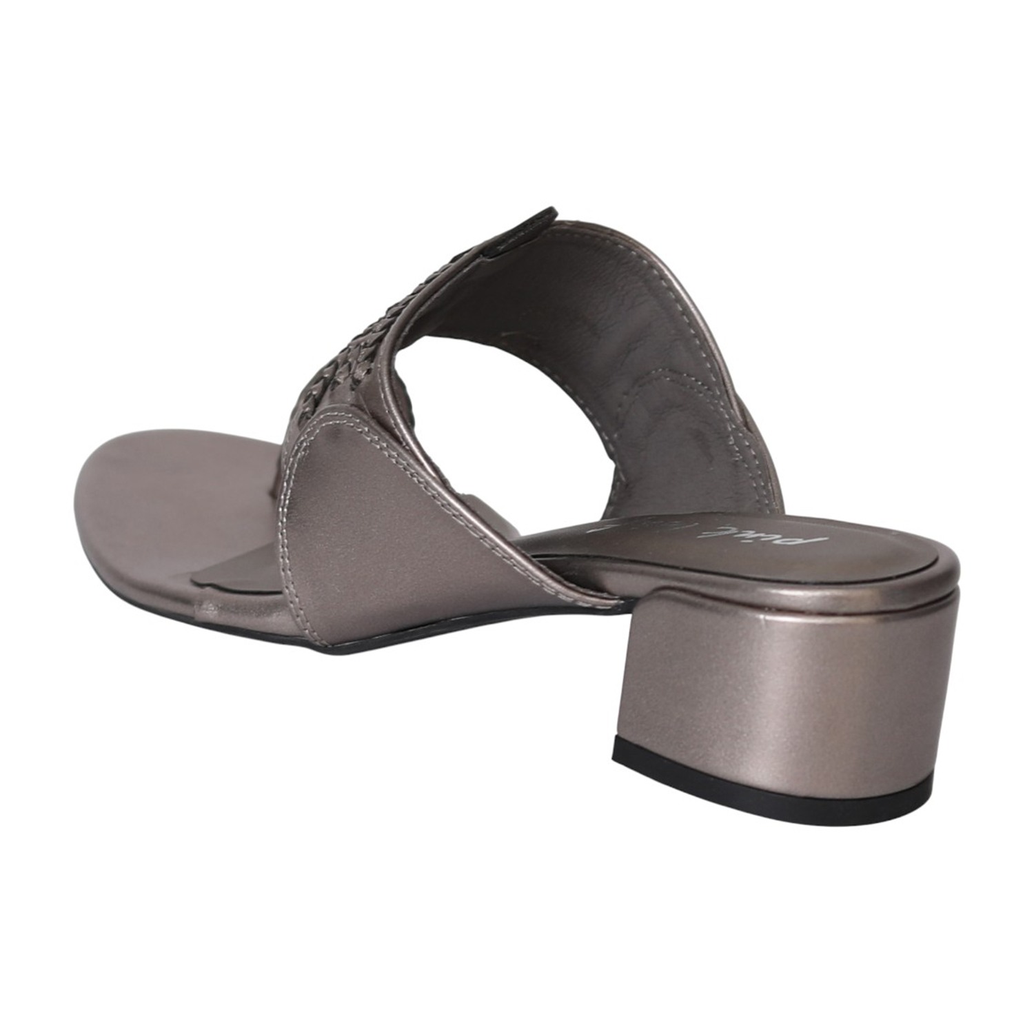 Women Gunmetal Woven Detail Heels