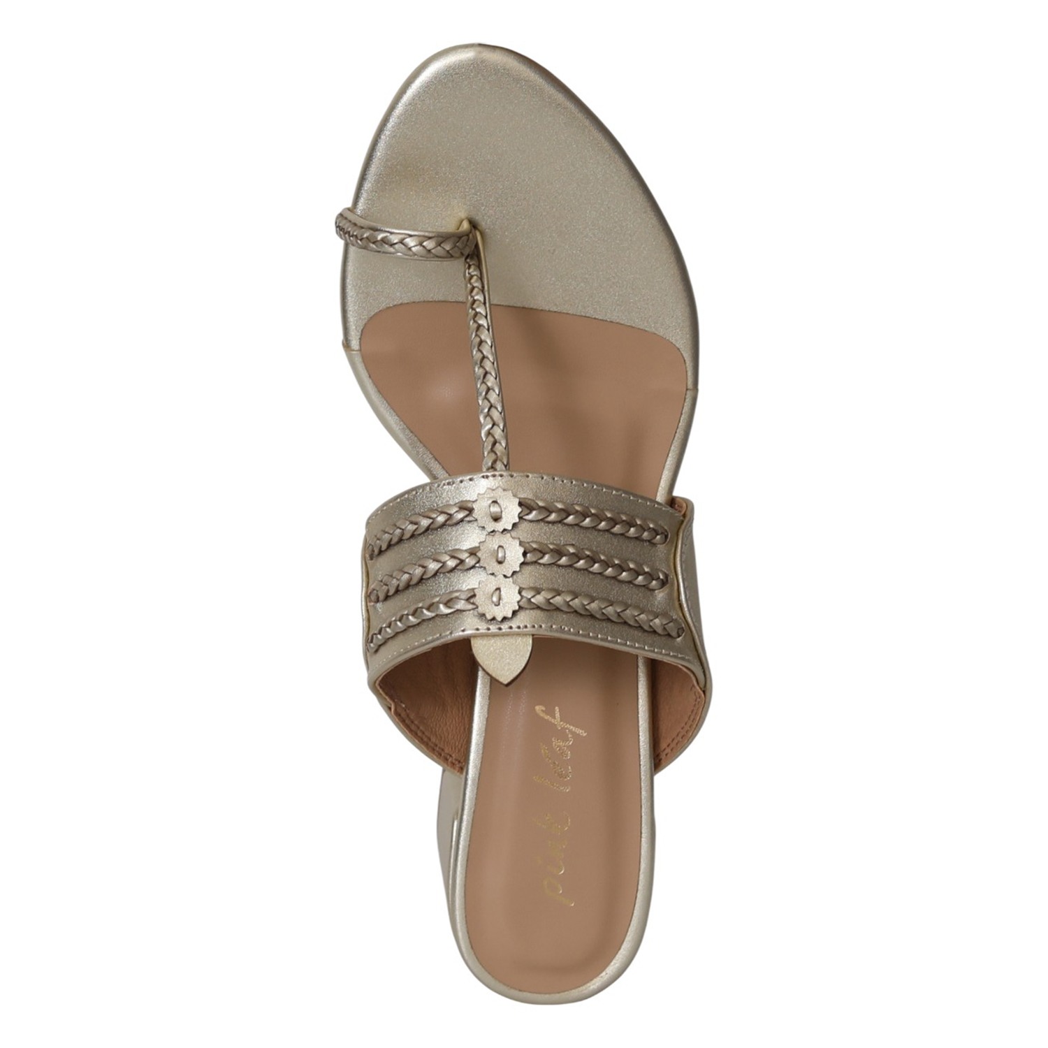 Women Light Gold Woven Detail Heels