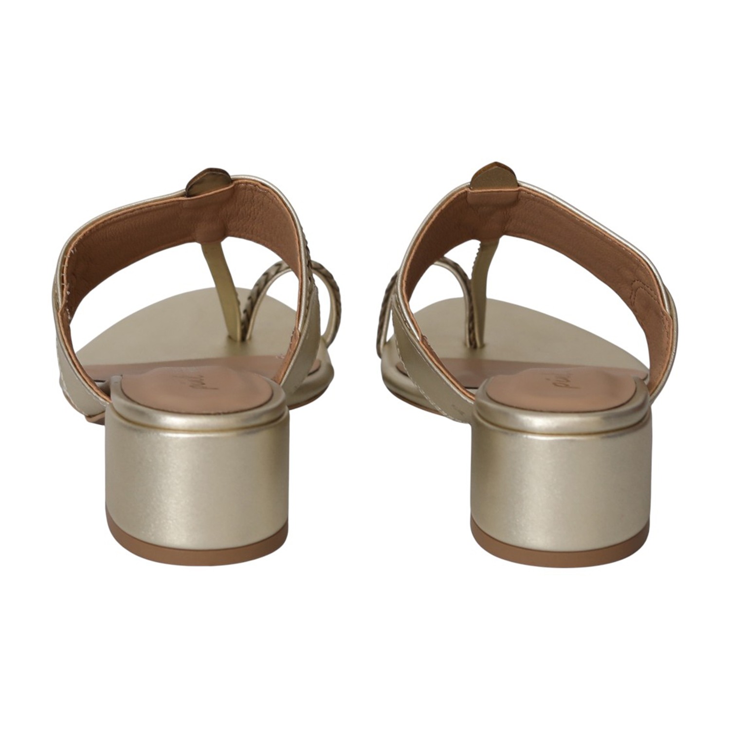 Women Light Gold Woven Detail Heels