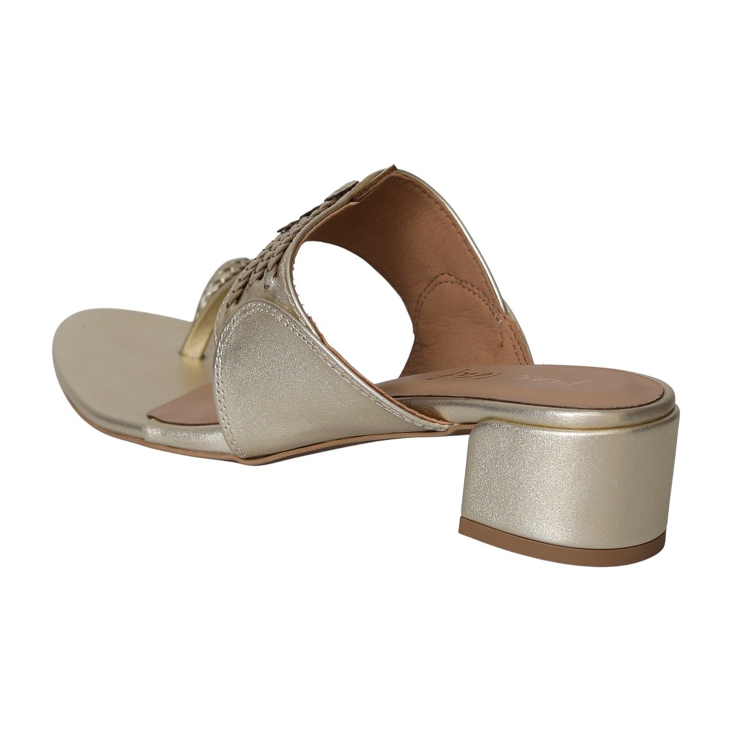 Women Light Gold Woven Detail Heels