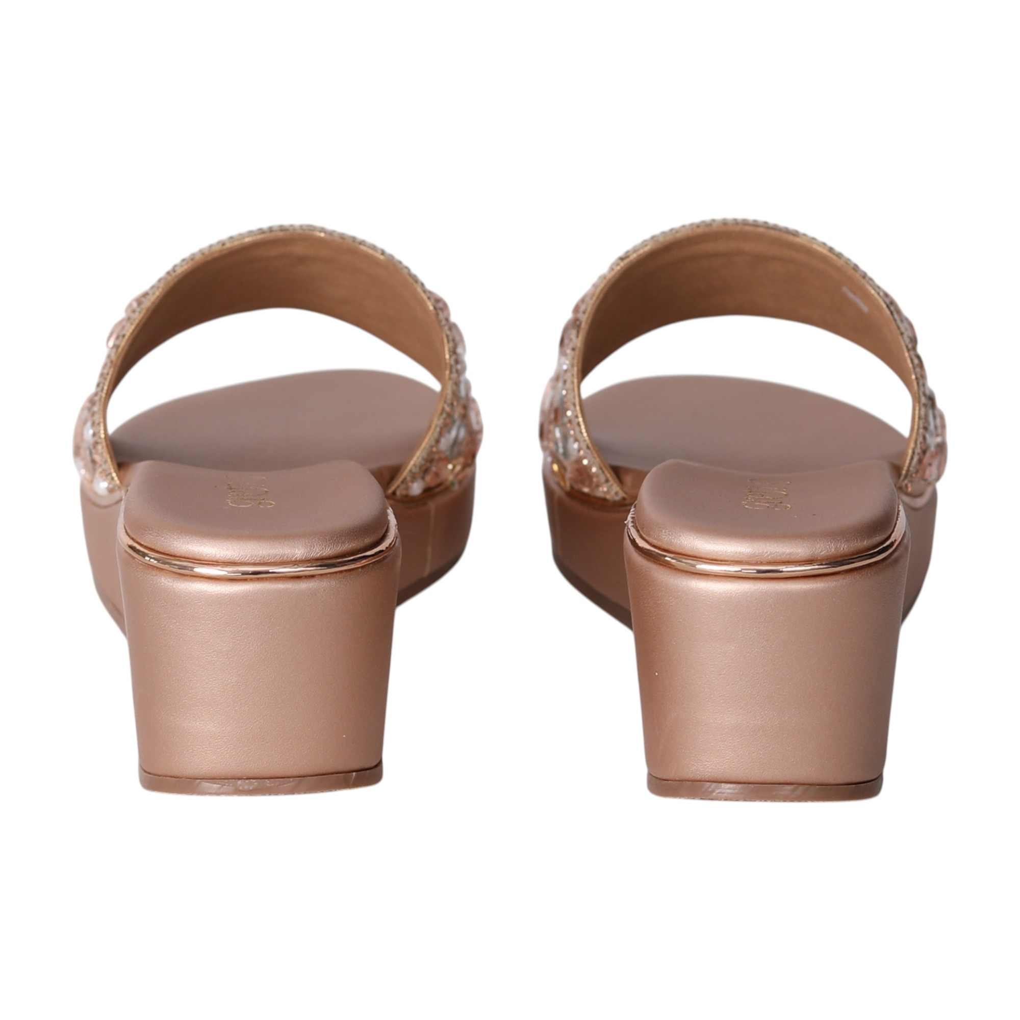 Rose Gold Embellished Wedge Slip-Ons