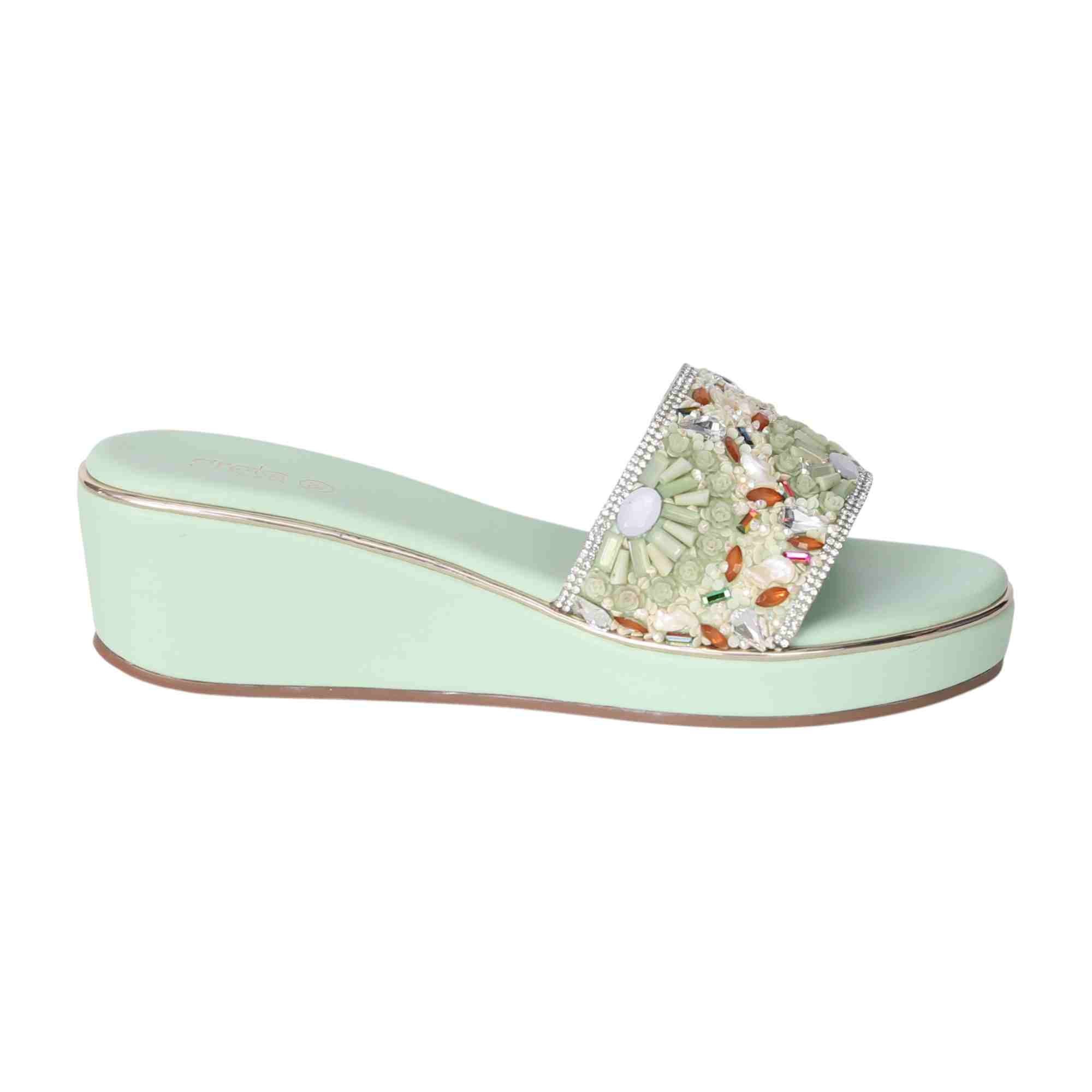 Green Coloured Vibrant Touch Wedge Heels