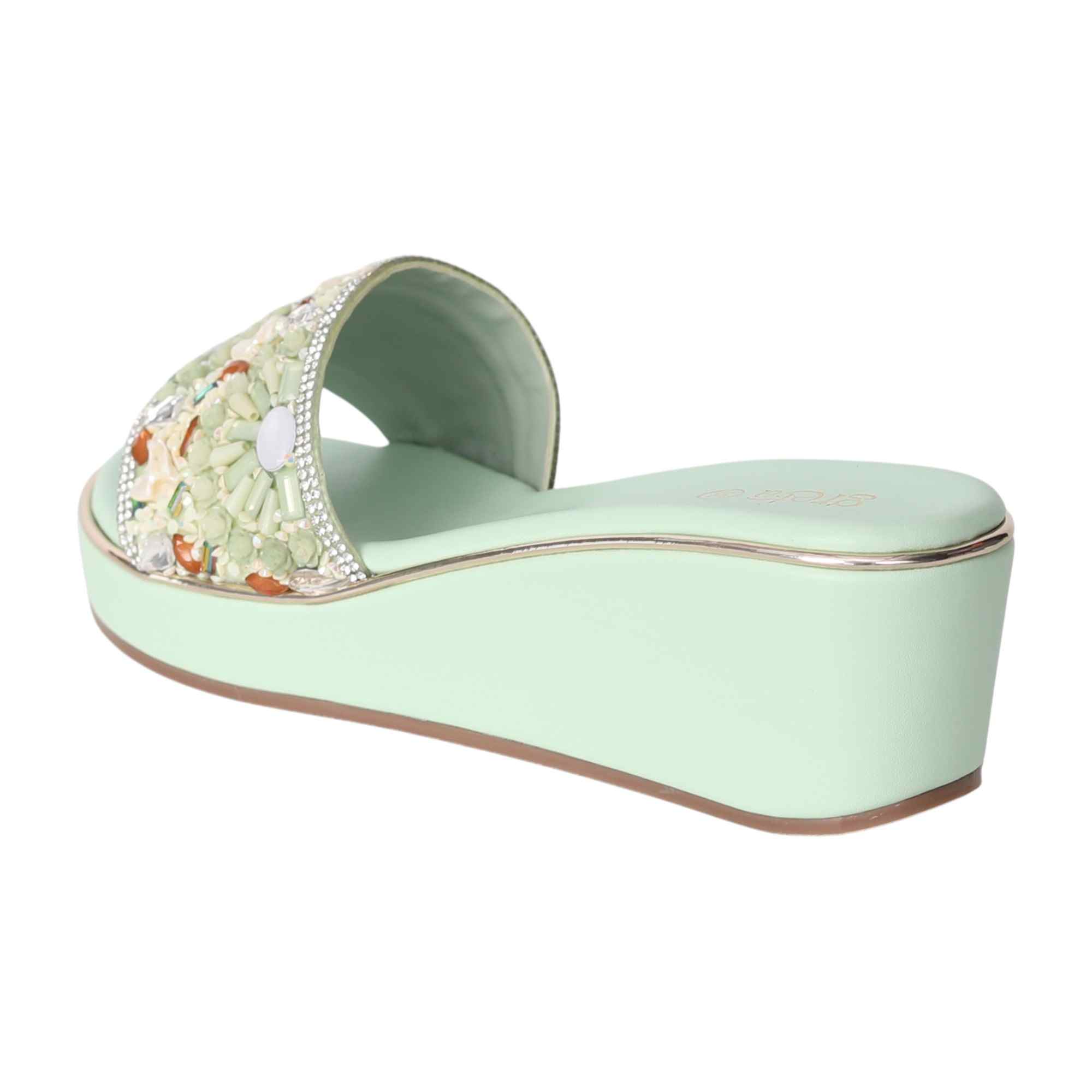 Green Coloured Vibrant Touch Wedge Heels