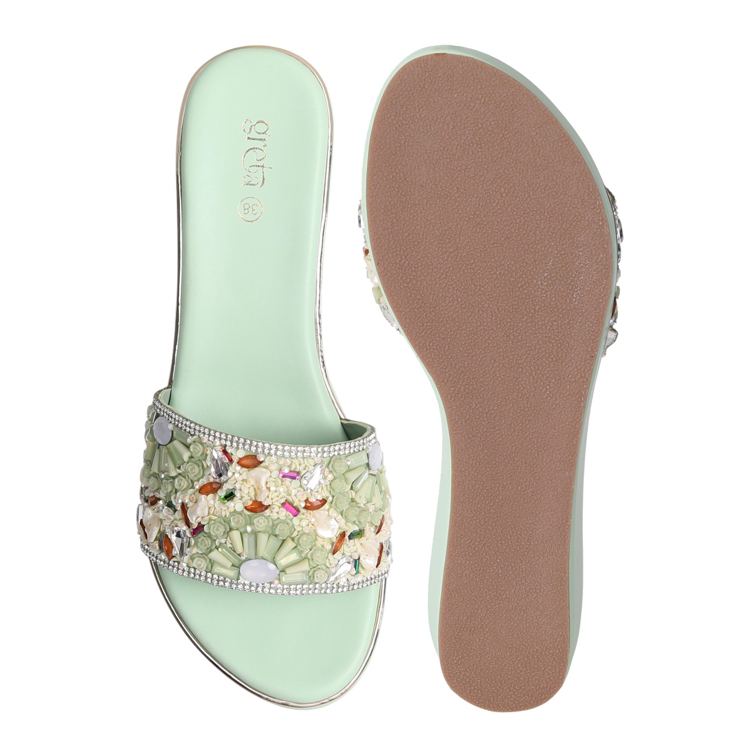 Green Coloured Vibrant Touch Wedge Heels