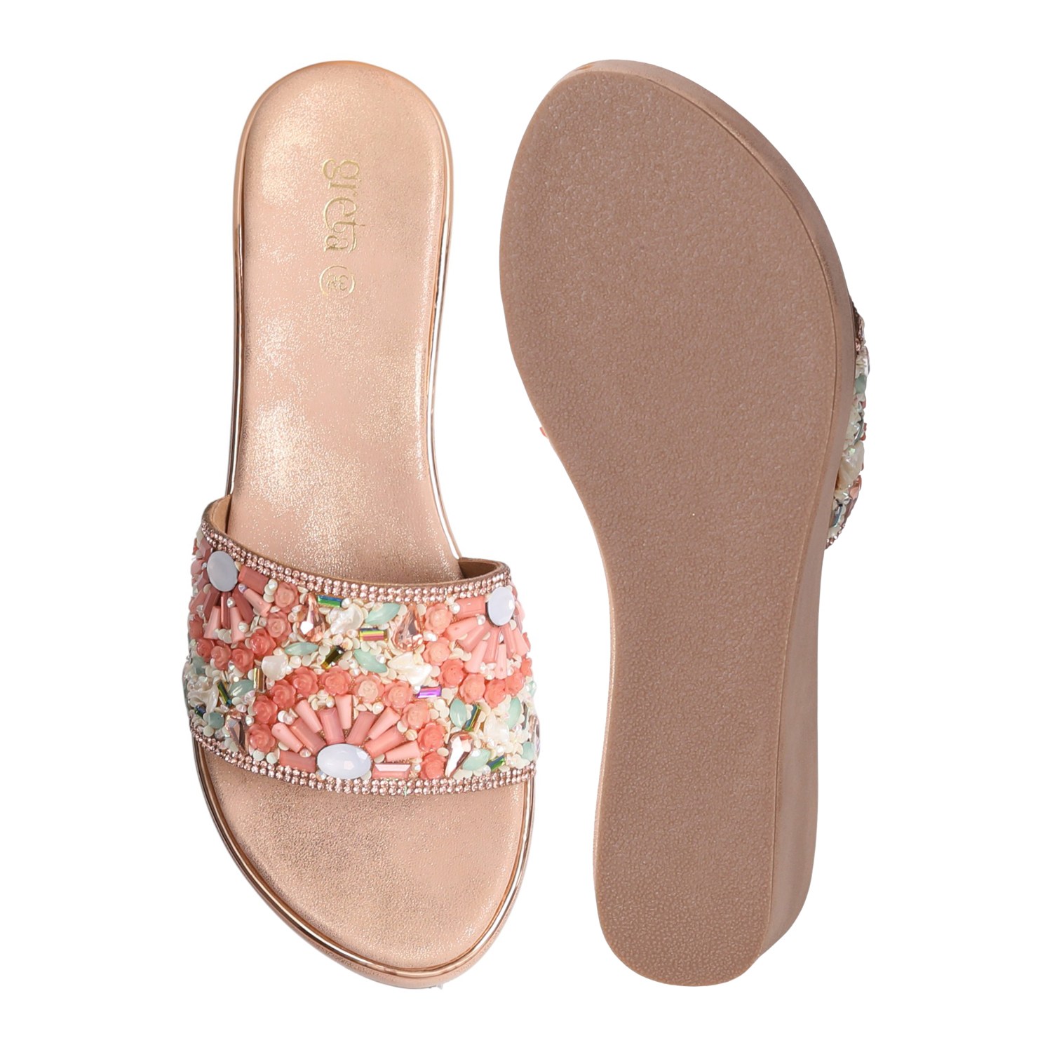 Rose Gold Coloured Vibrant Touch Wedge Heels