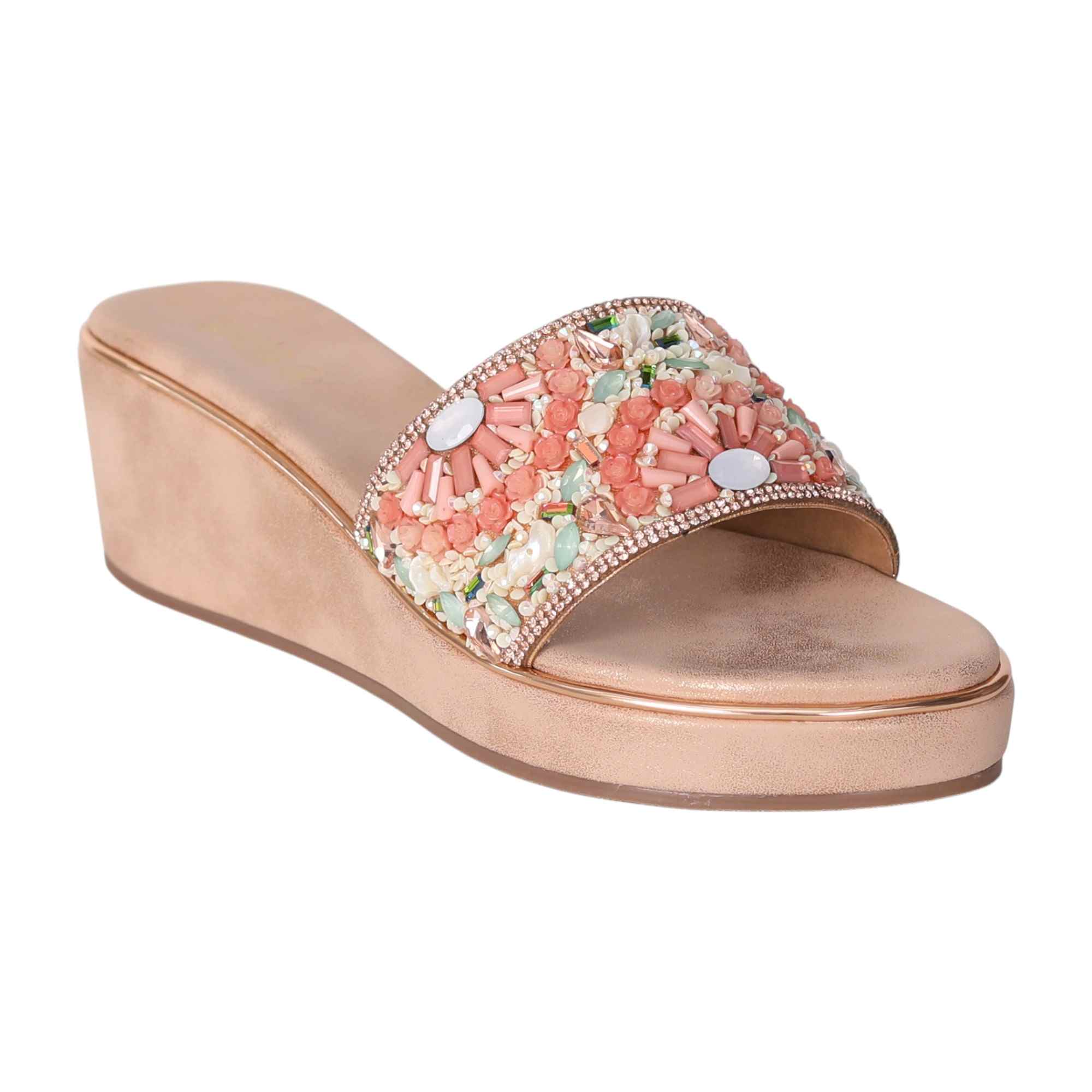 Rose Gold Coloured Vibrant Touch Wedge Heels