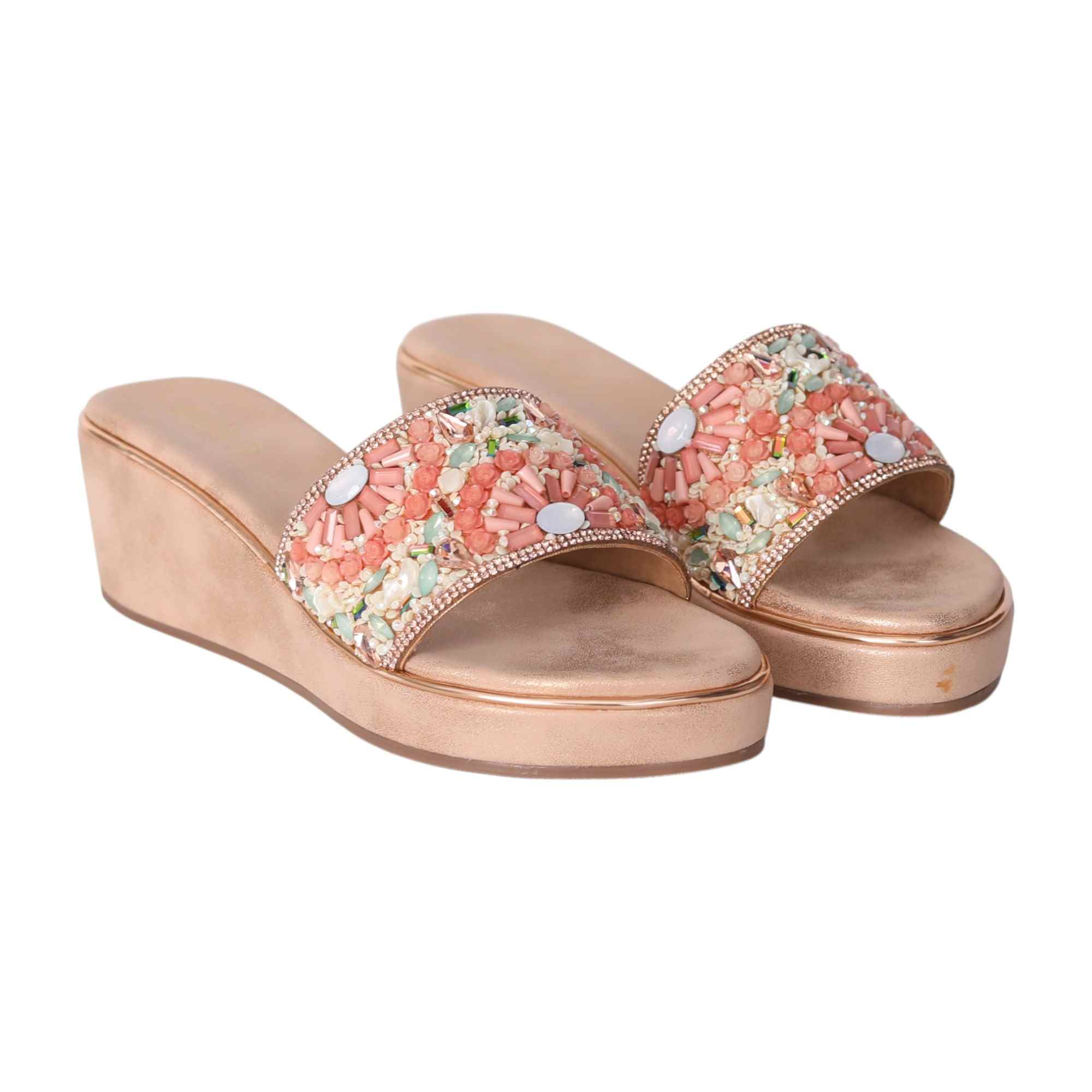 Rose Gold Coloured Vibrant Touch Wedge Heels