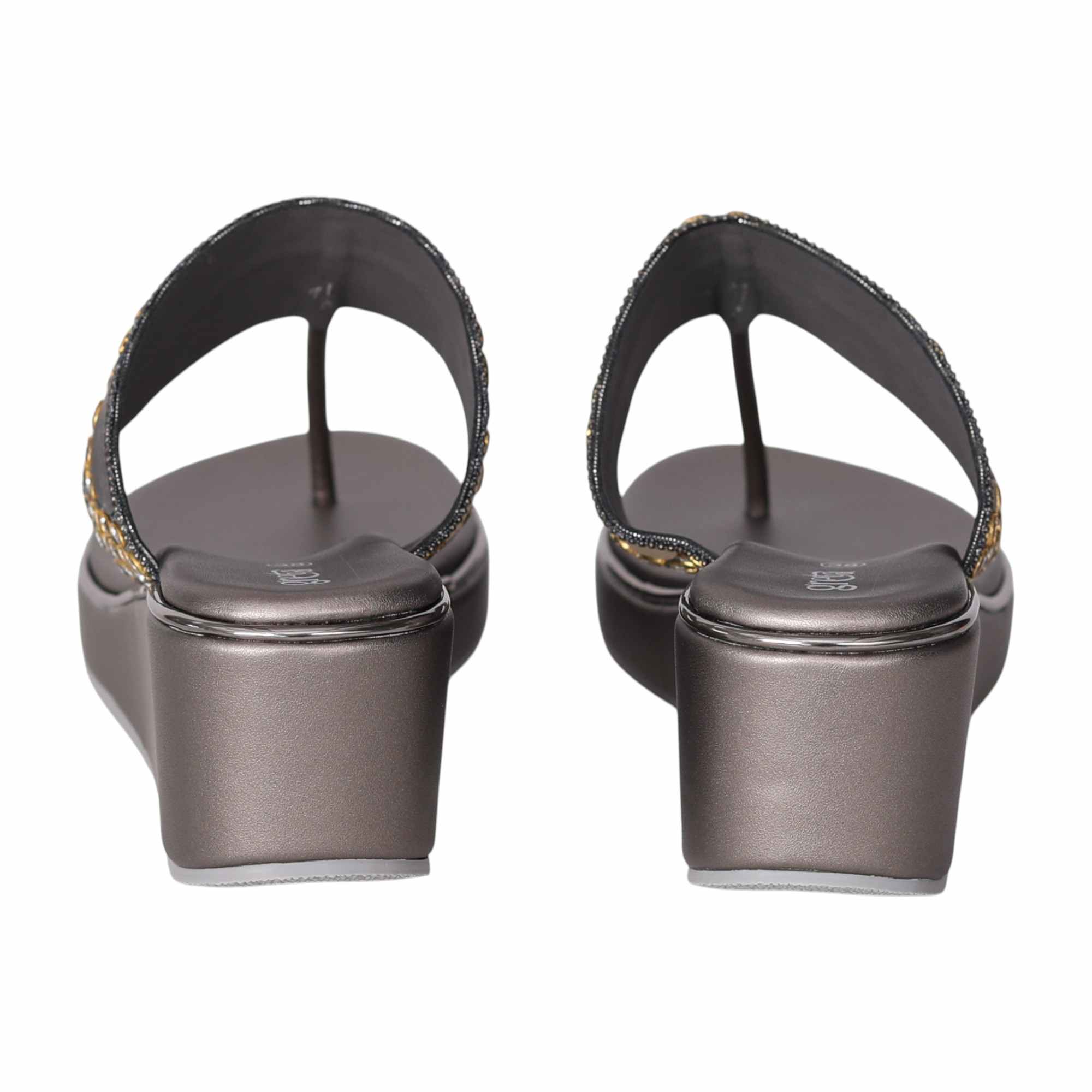 Grey Trendy Thong Heeled Sandals