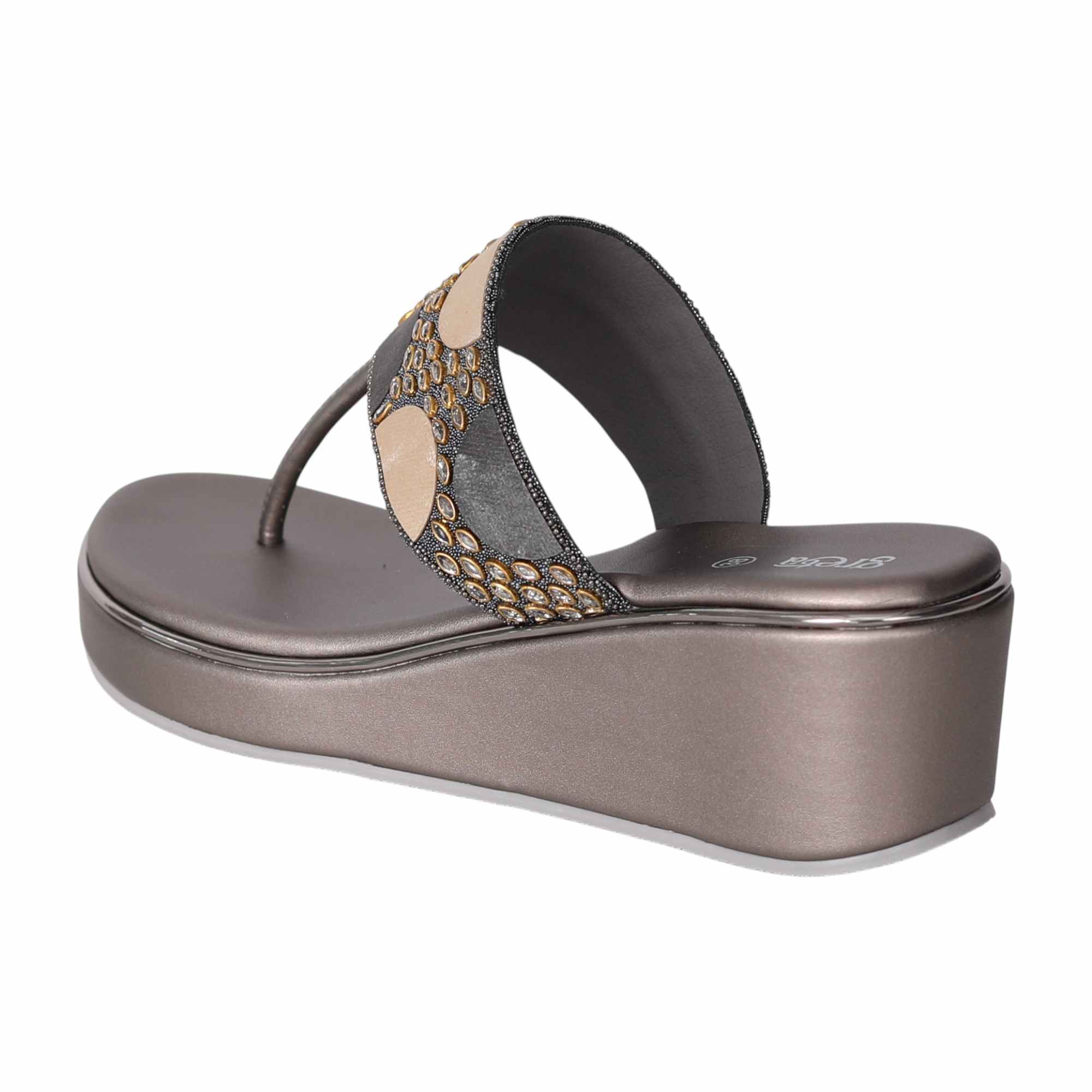 Grey Trendy Thong Heeled Sandals