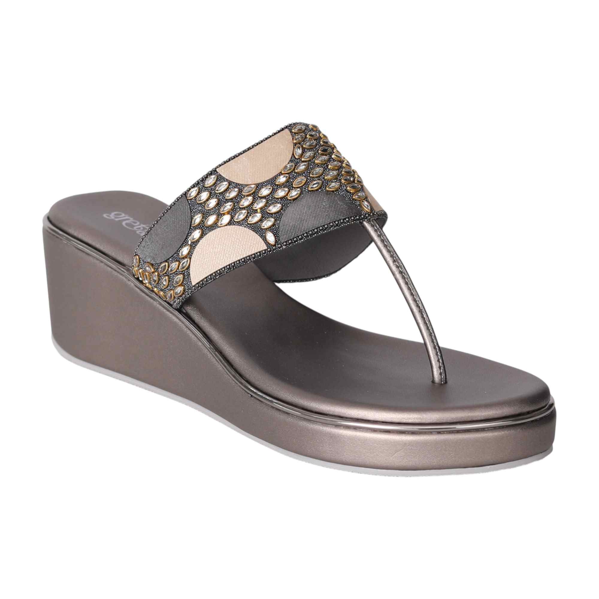 Grey Trendy Thong Heeled Sandals