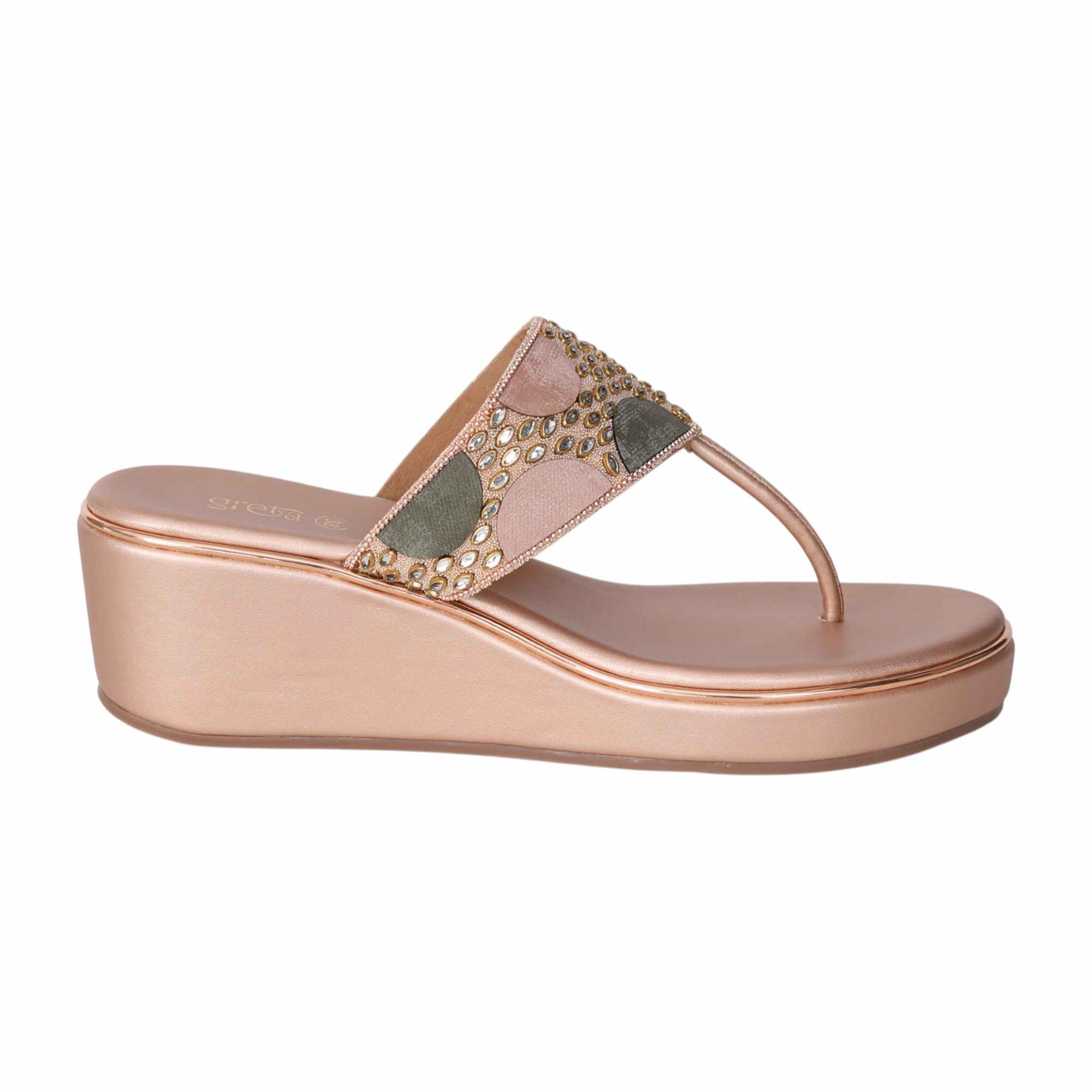 Peach Trendy Thong Heeled Sandals