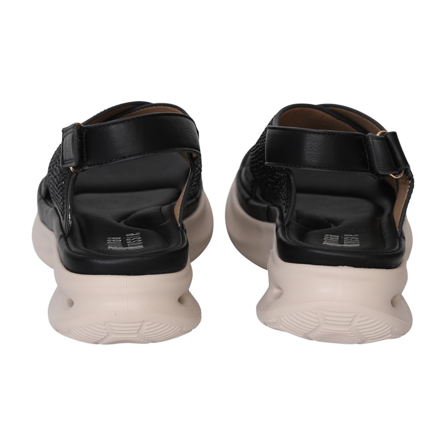 Women Black Sparkle Cross-Strap Comfort Sandals