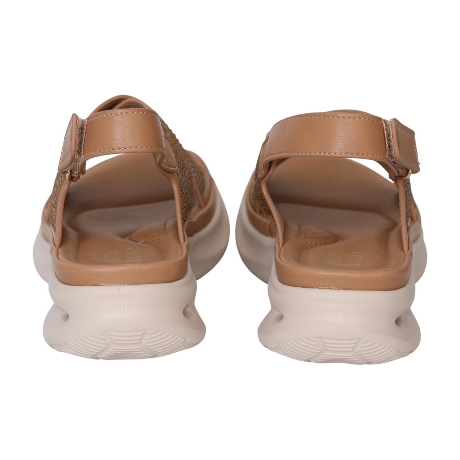 Women Camel Sparkle Cross-Strap Comfort Sandals