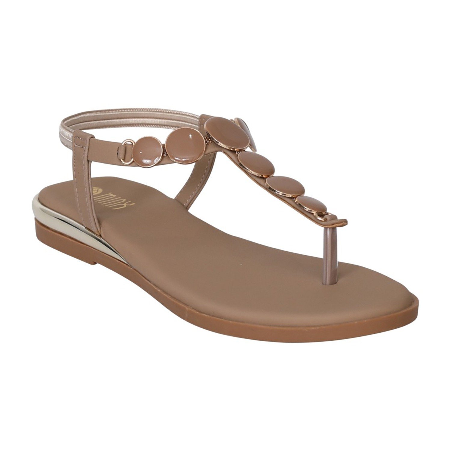 Women Beige JewelLink Flat Sandals