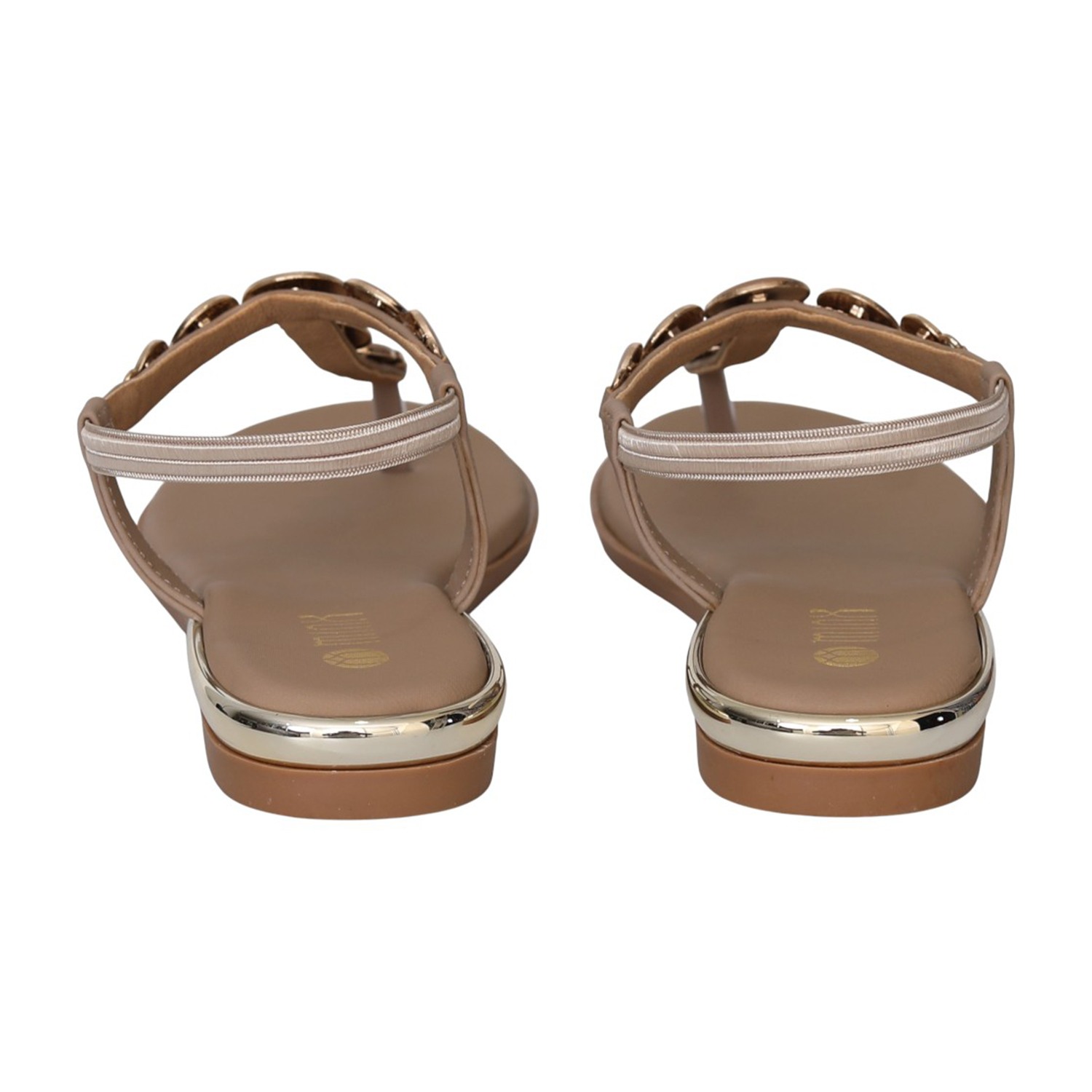 Women Beige JewelLink Flat Sandals
