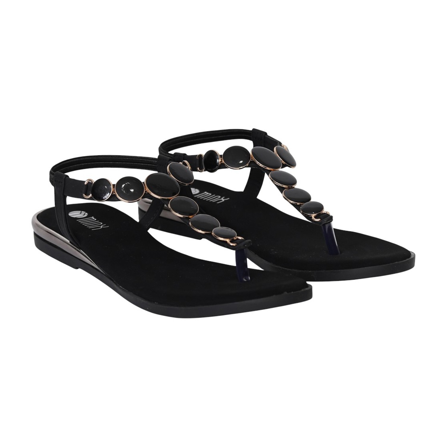 Women Black JewelLink Flat Sandals