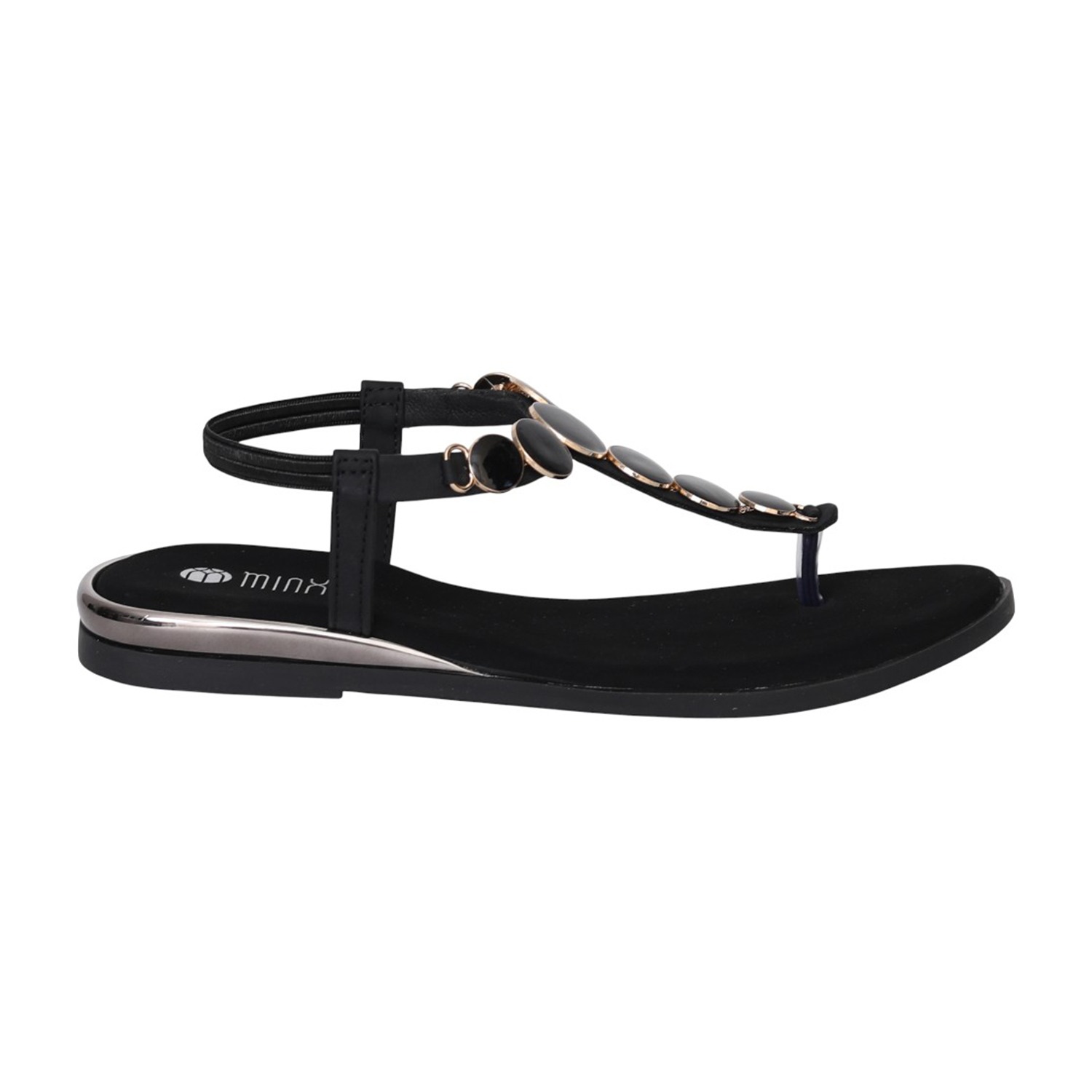 Women Black JewelLink Flat Sandals