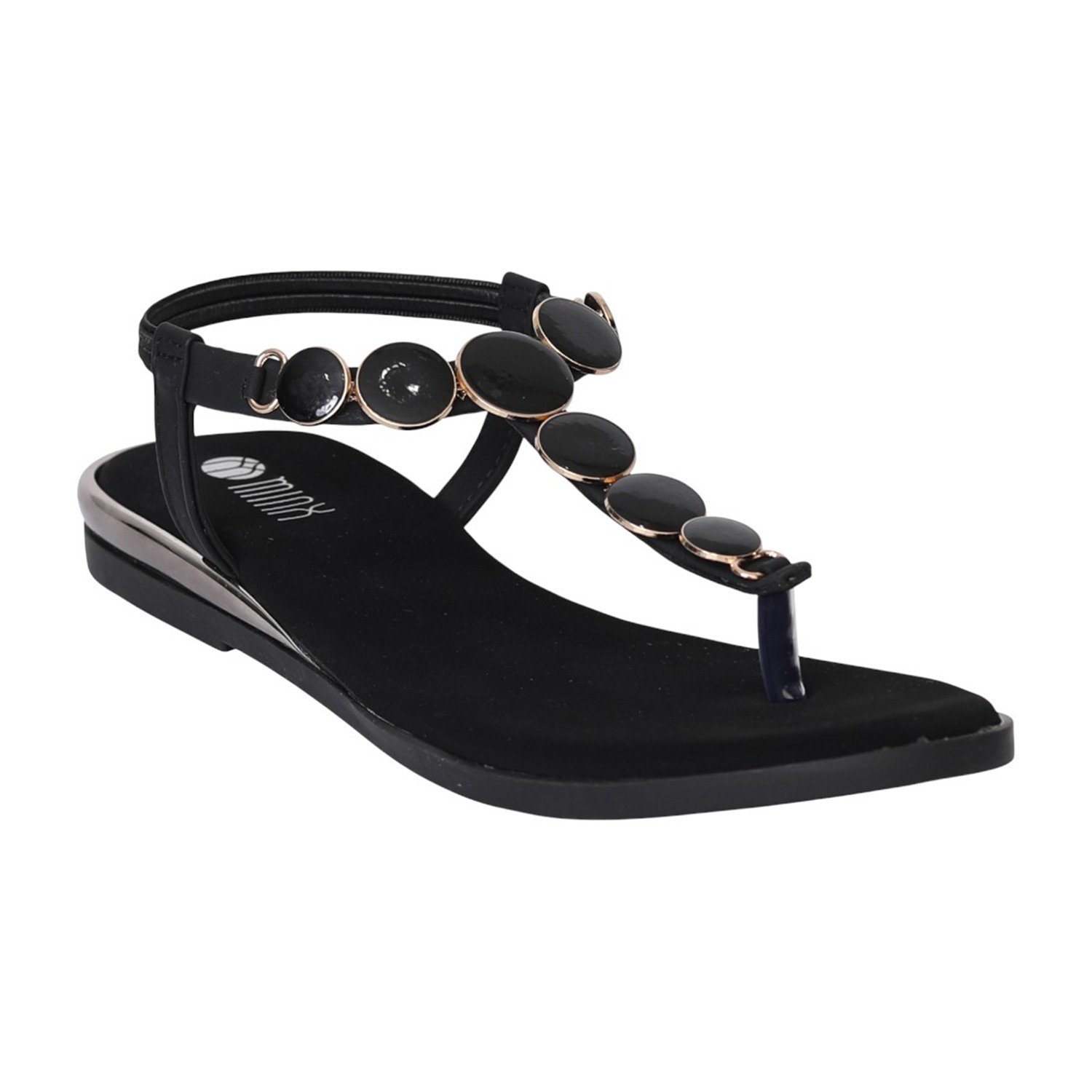 Women Black JewelLink Flat Sandals