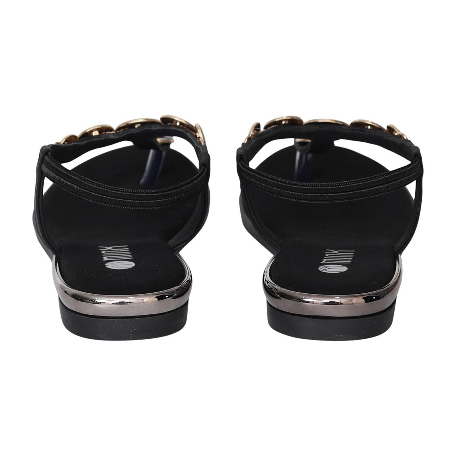 Women Black JewelLink Flat Sandals