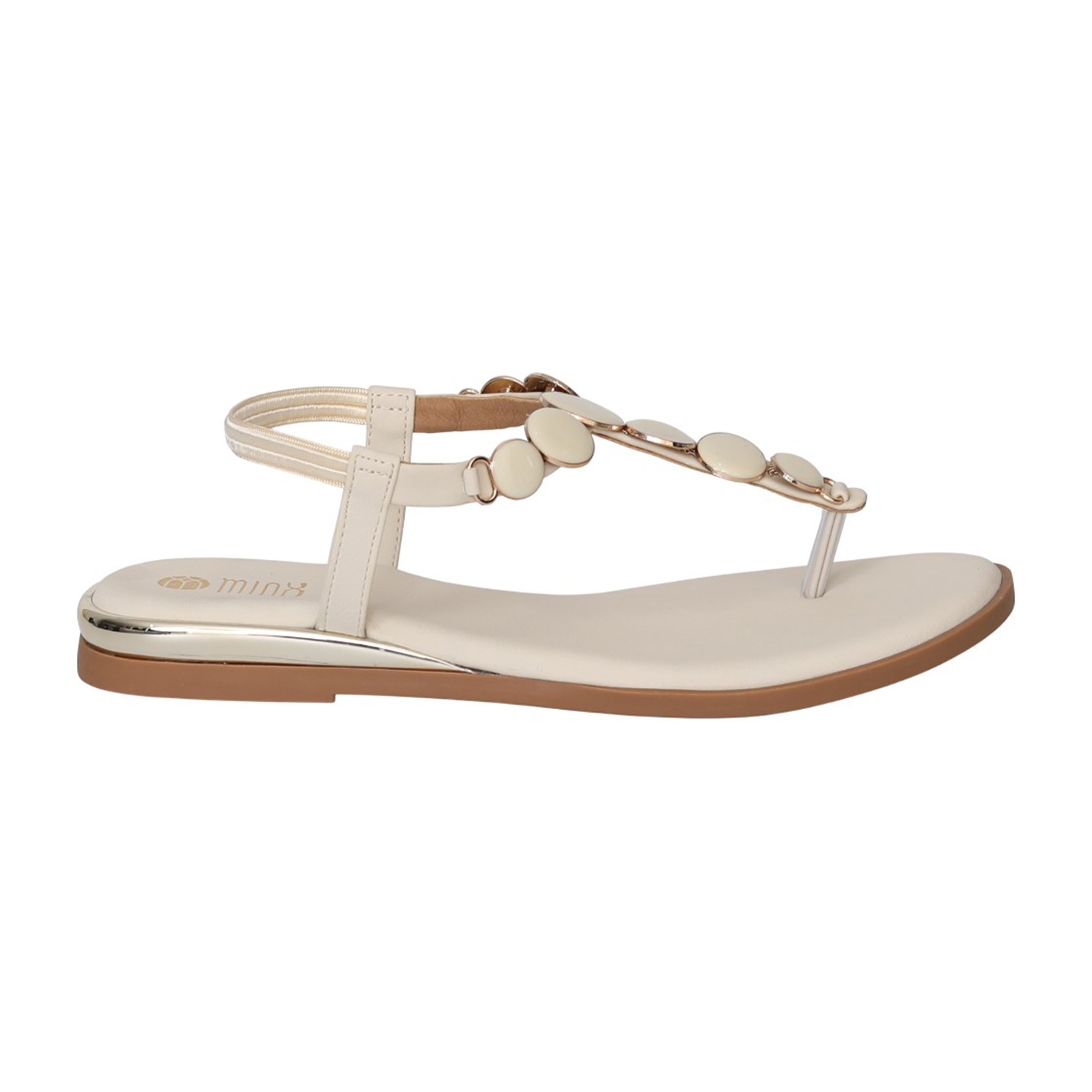 Women Cream JewelLink Flat Sandals