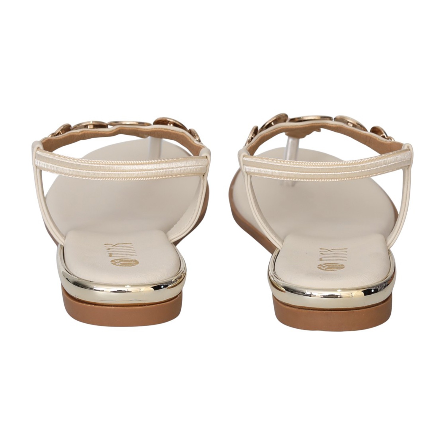 Women Cream JewelLink Flat Sandals