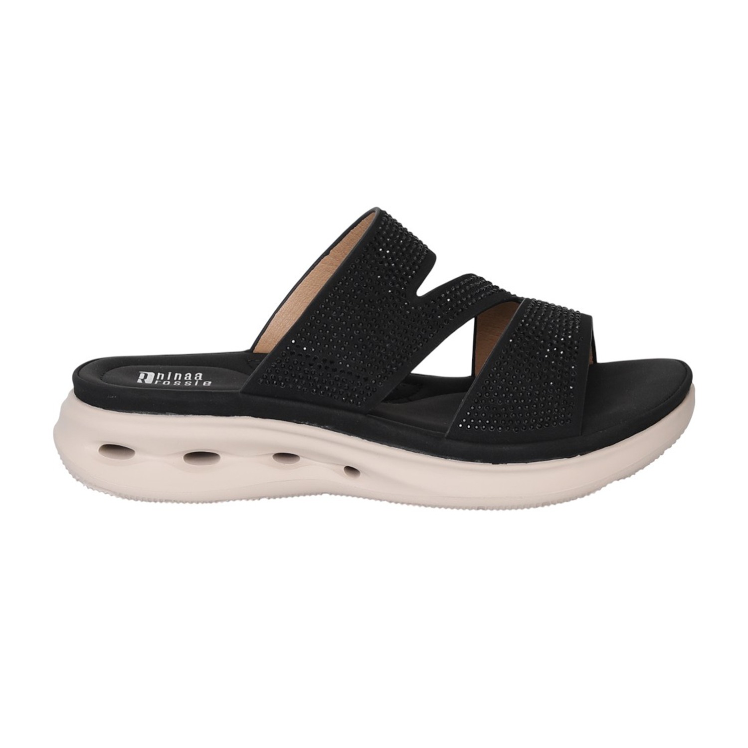 Women Black SoftStep Sparkle Slides