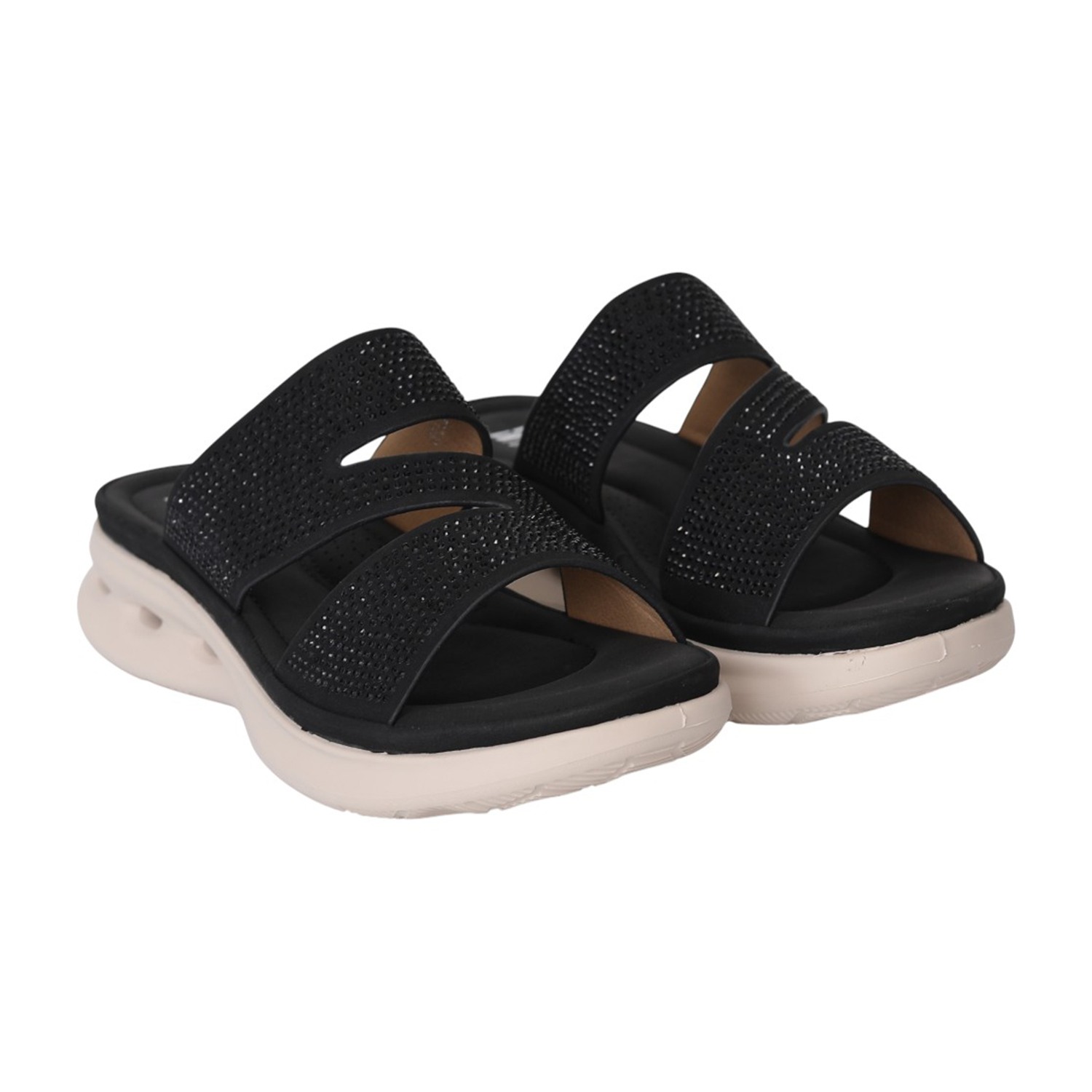 Women Black SoftStep Sparkle Slides