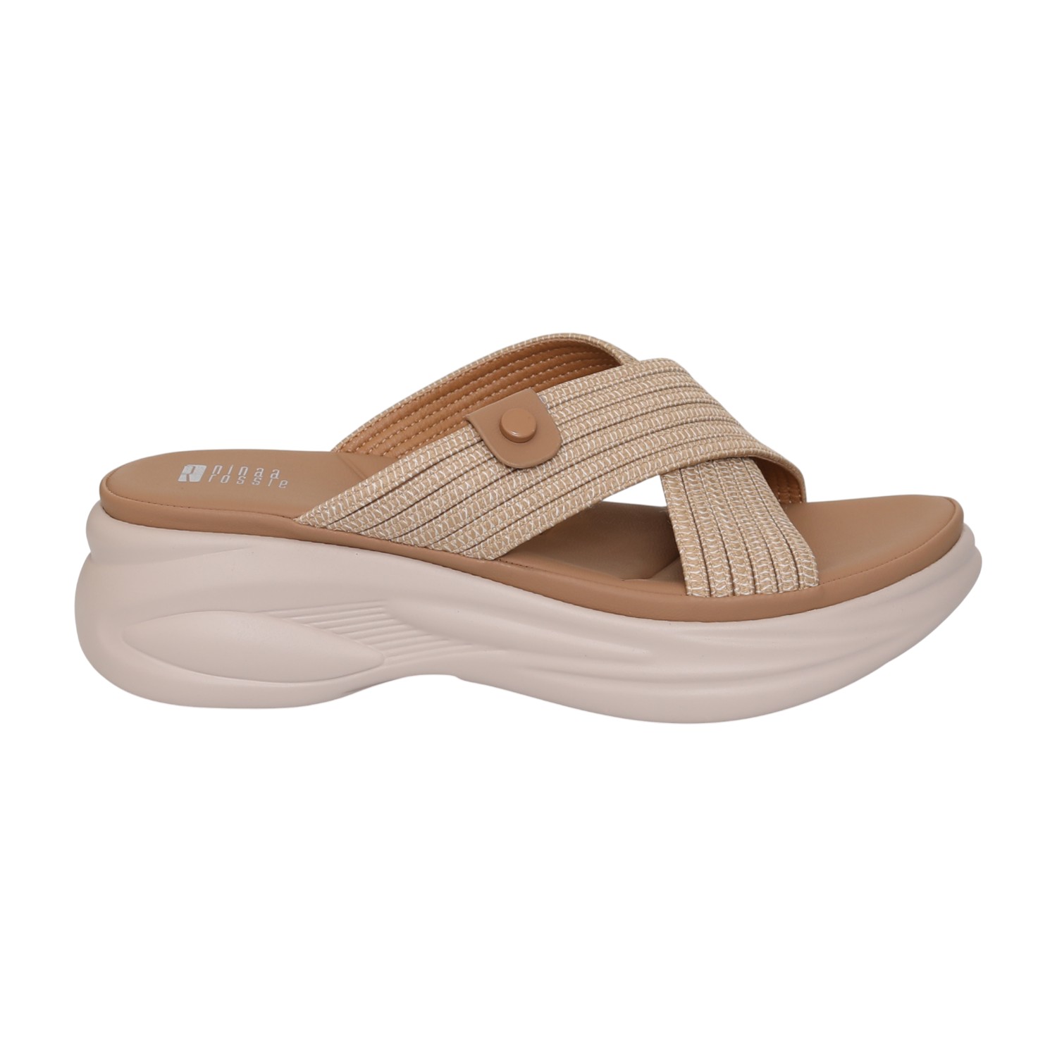 Women Soft Cream Cross Slide Sandals