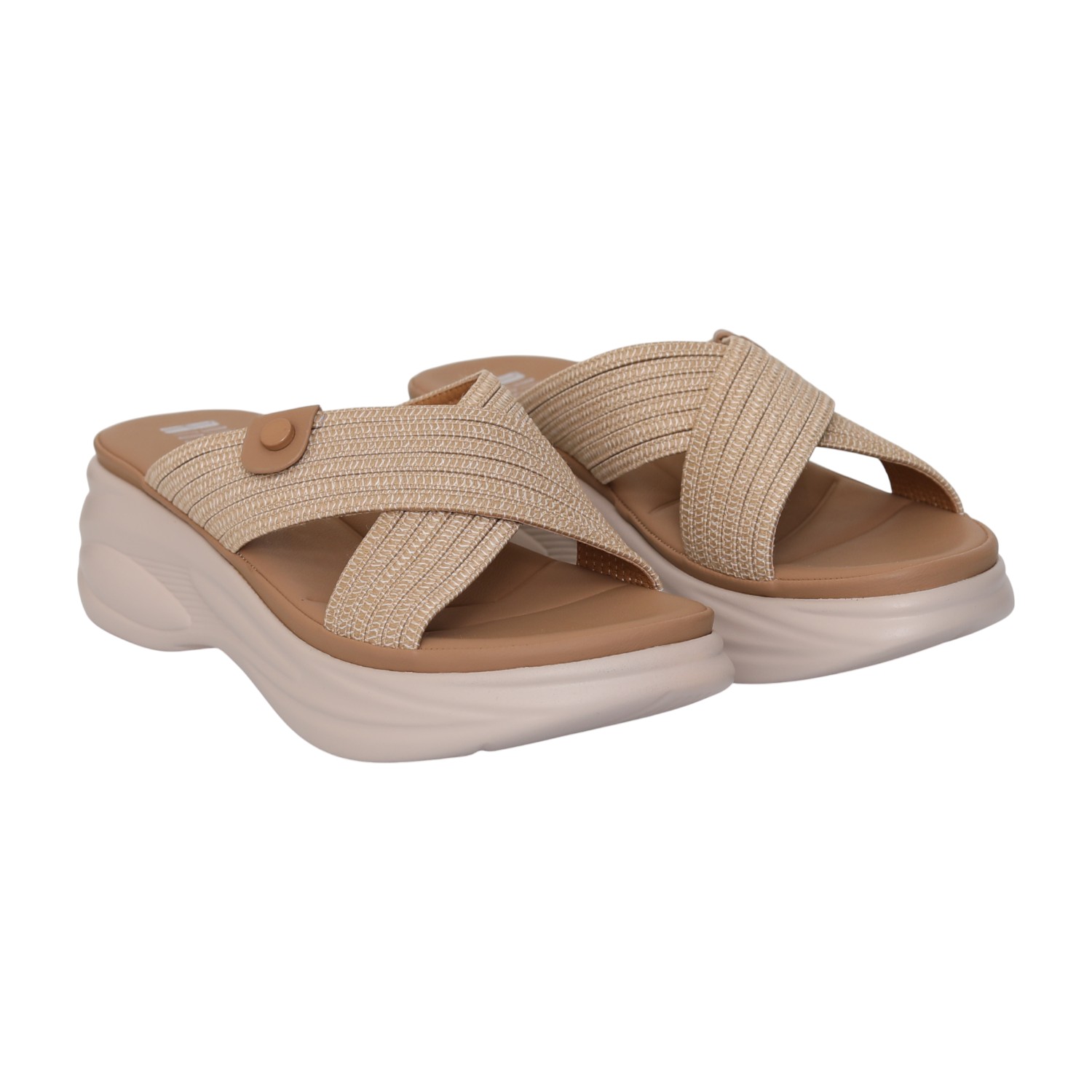 Women Soft Cream Cross Slide Sandals