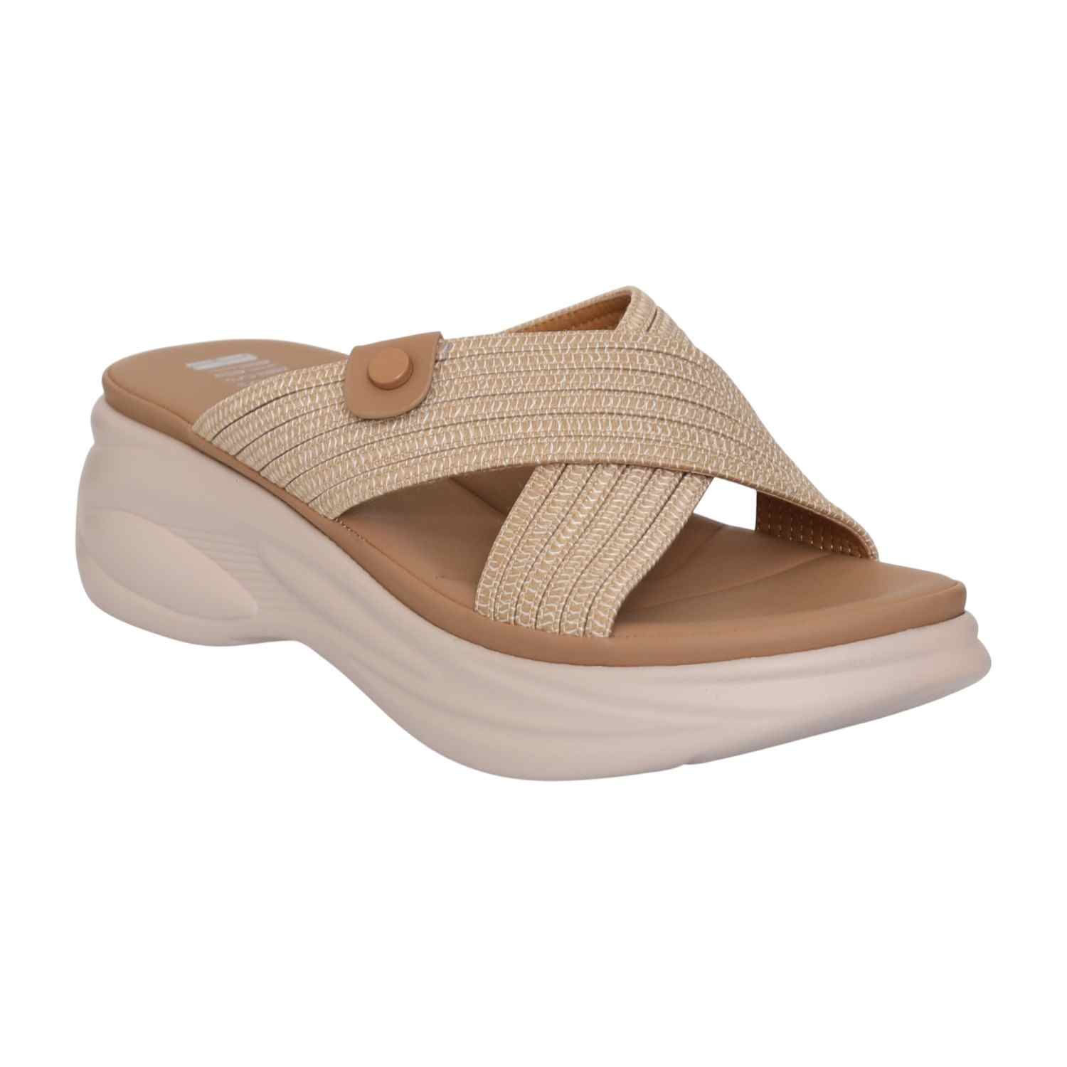 Women Soft Cream Cross Slide Sandals