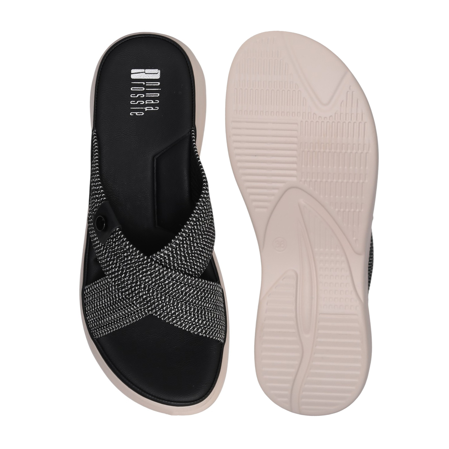 Women Soft Soot Cross Slide Sandals