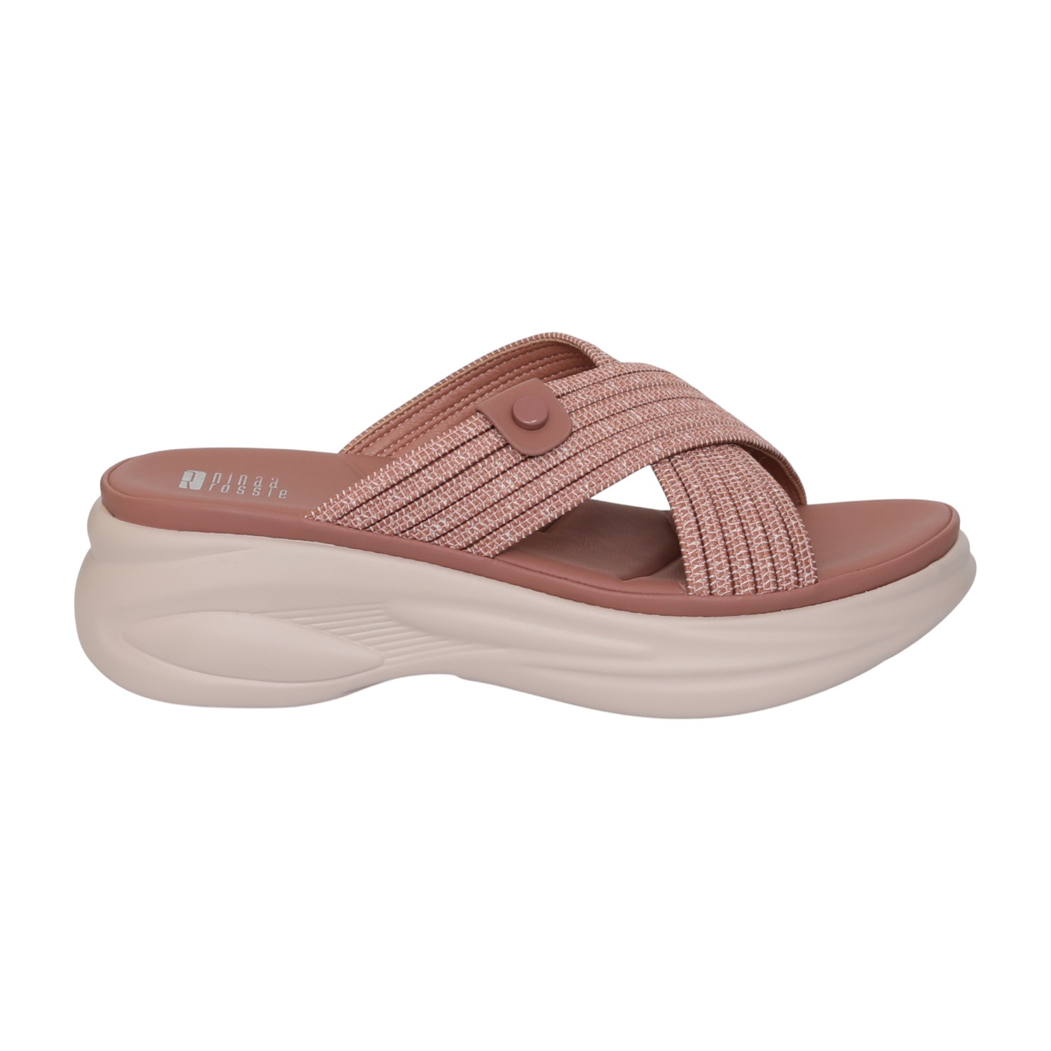 Women Soft Blush Cross Slide Sandals