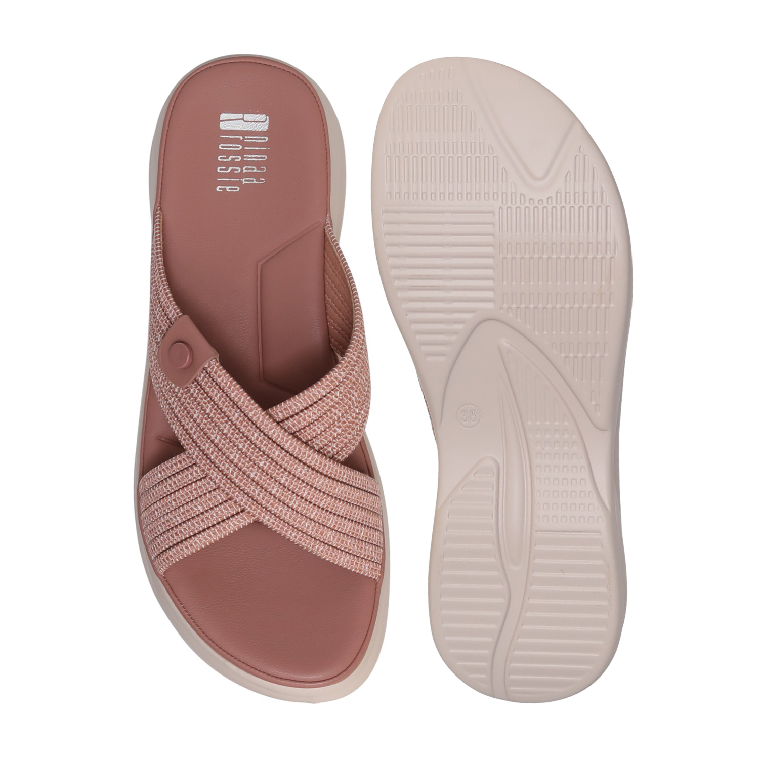 Women Soft Blush Cross Slide Sandals