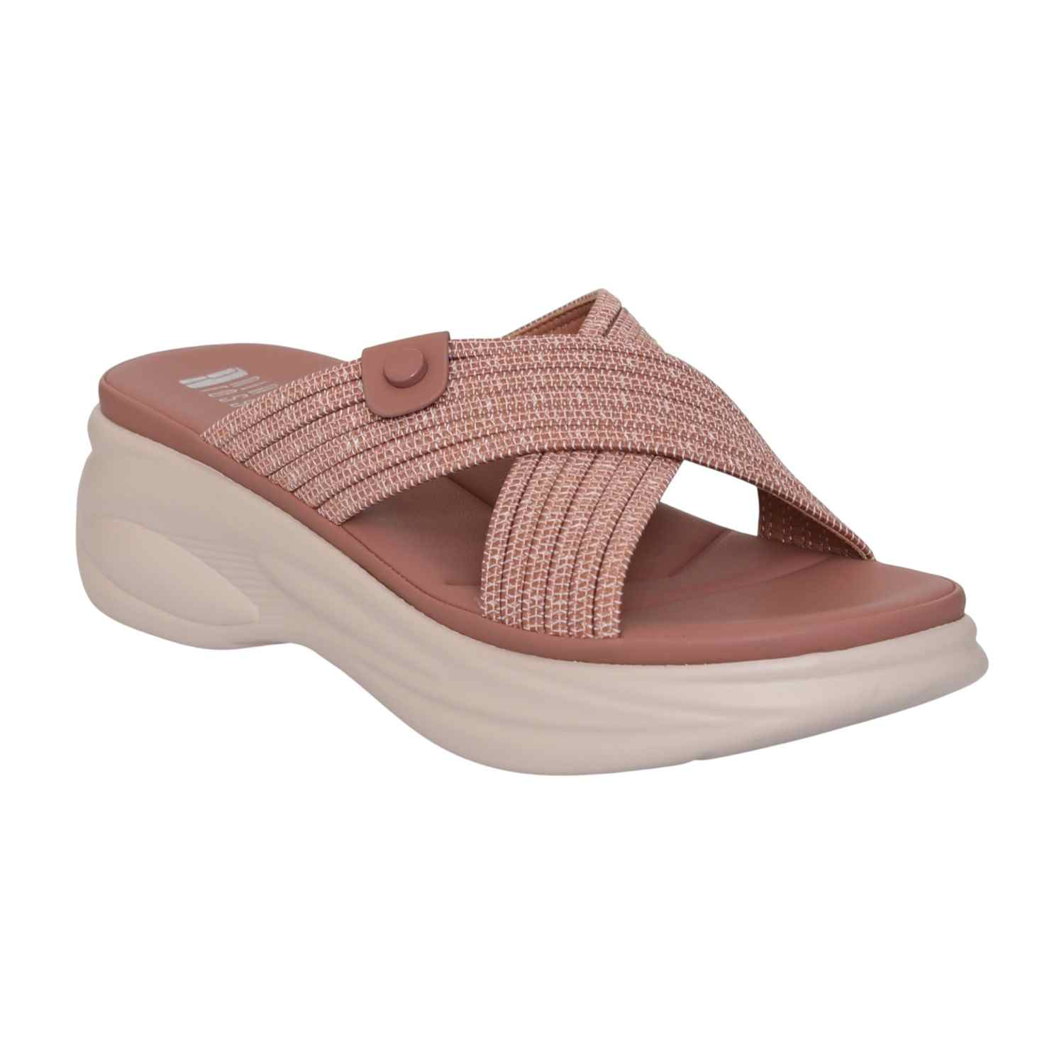 Women Soft Blush Cross Slide Sandals