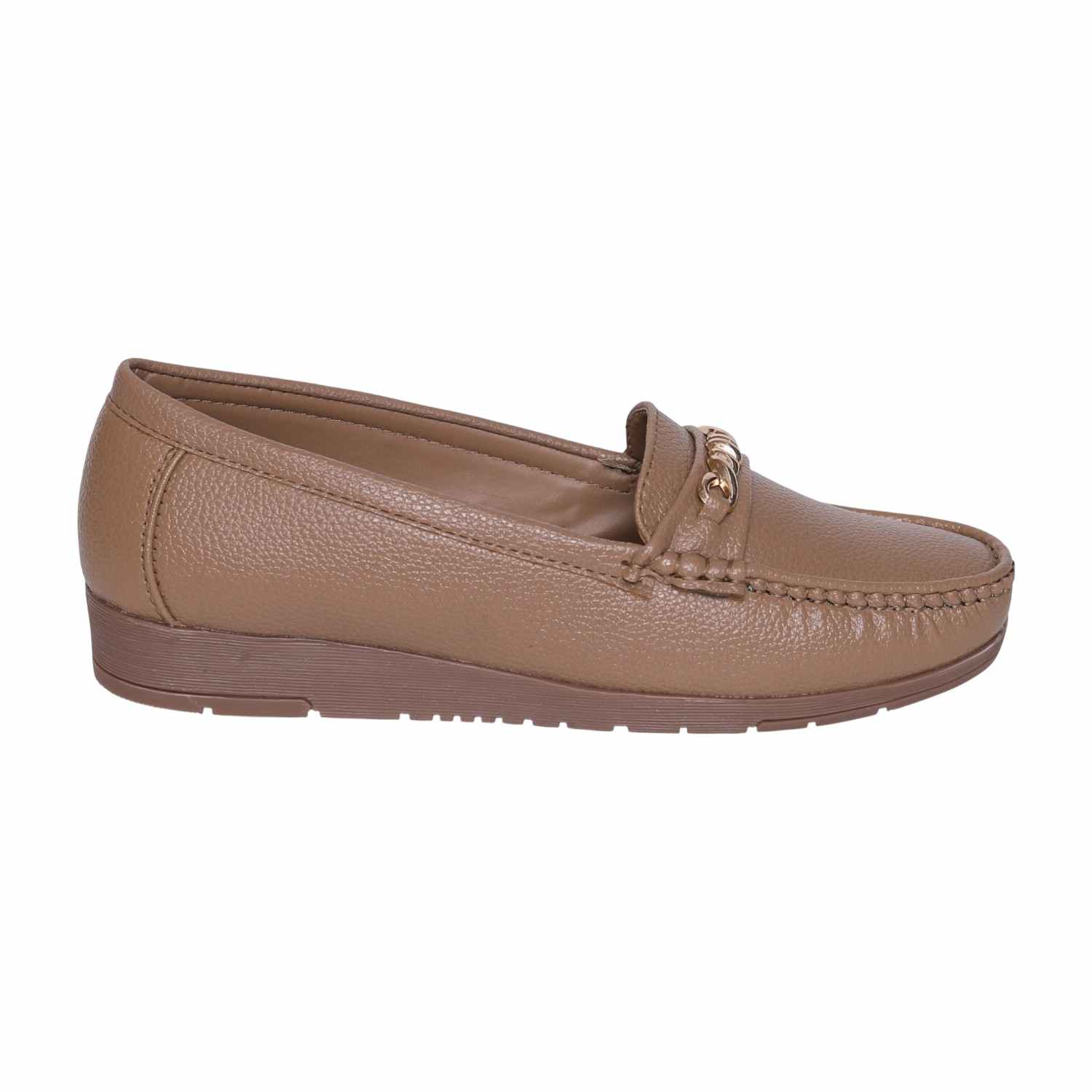 Greta Women’s Casual Chain-Detail Comfort Brown Loafers