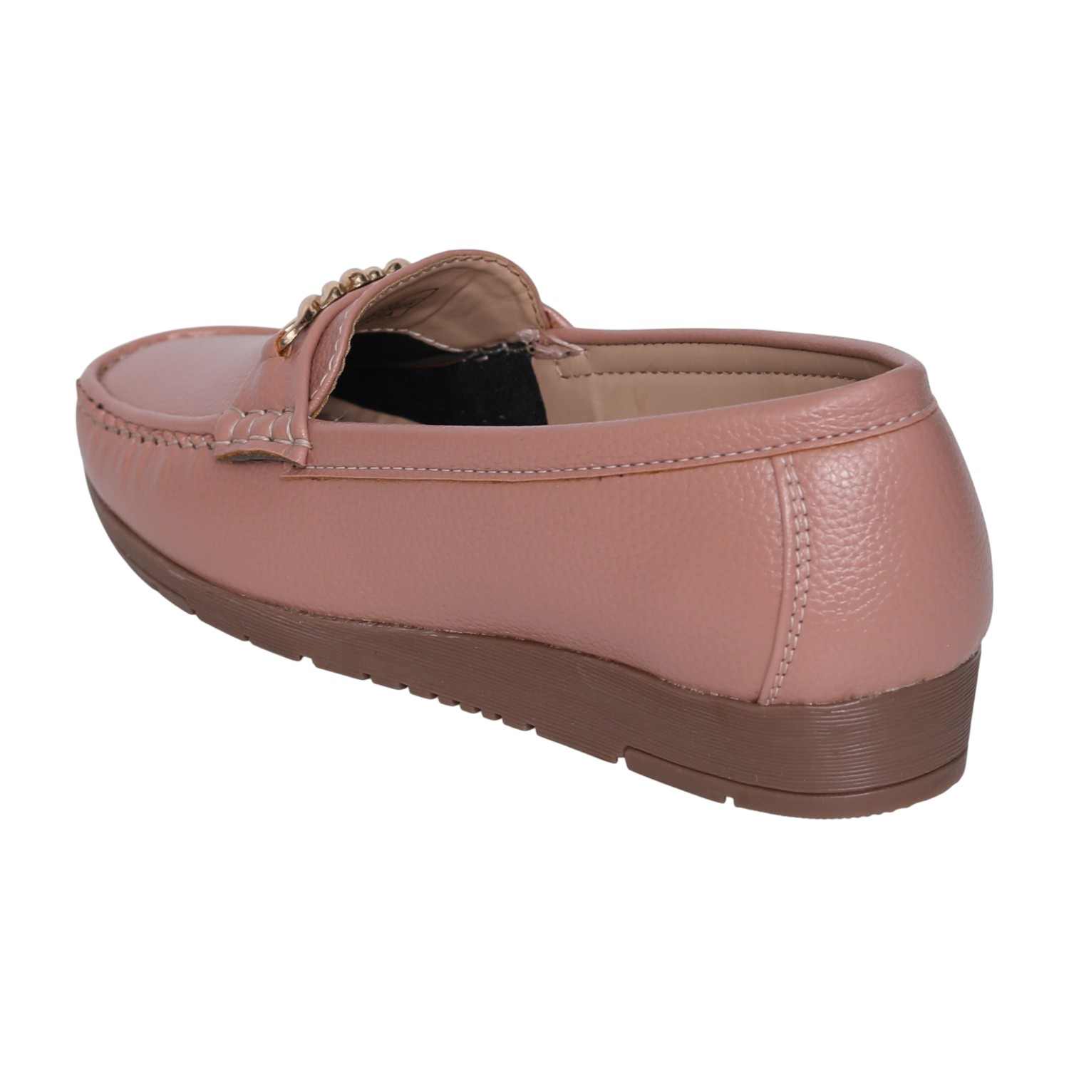 Greta Women’s Casual Chain-Detail Comfort Peach Loafers