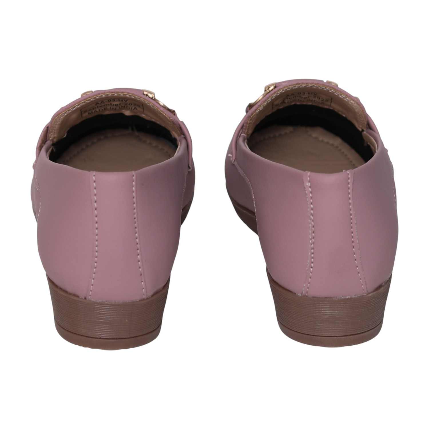 Greta Women’s Textured Peach Slip-On Loafers with Decorative Buckle