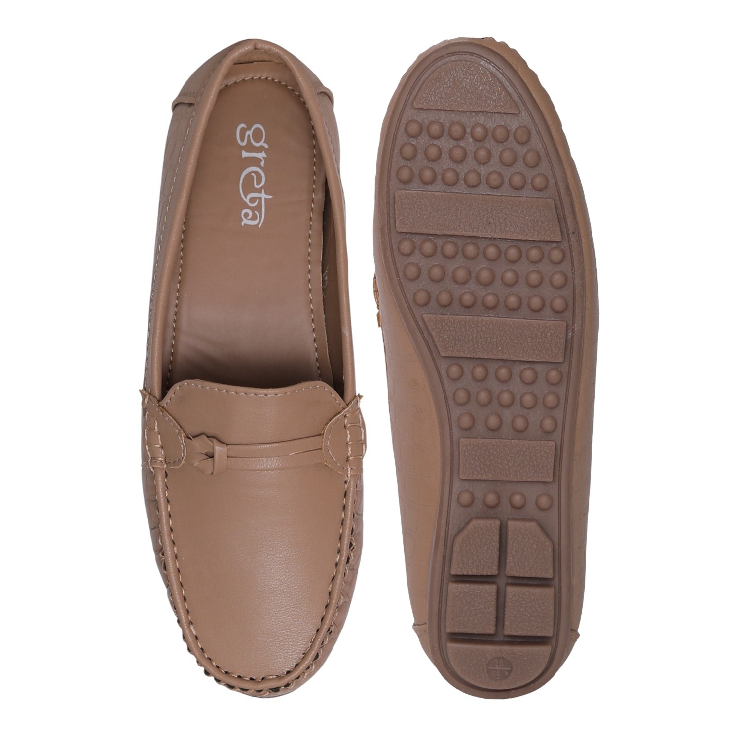 Greta Women’s Textured Brown Sole Slip-On Loafers