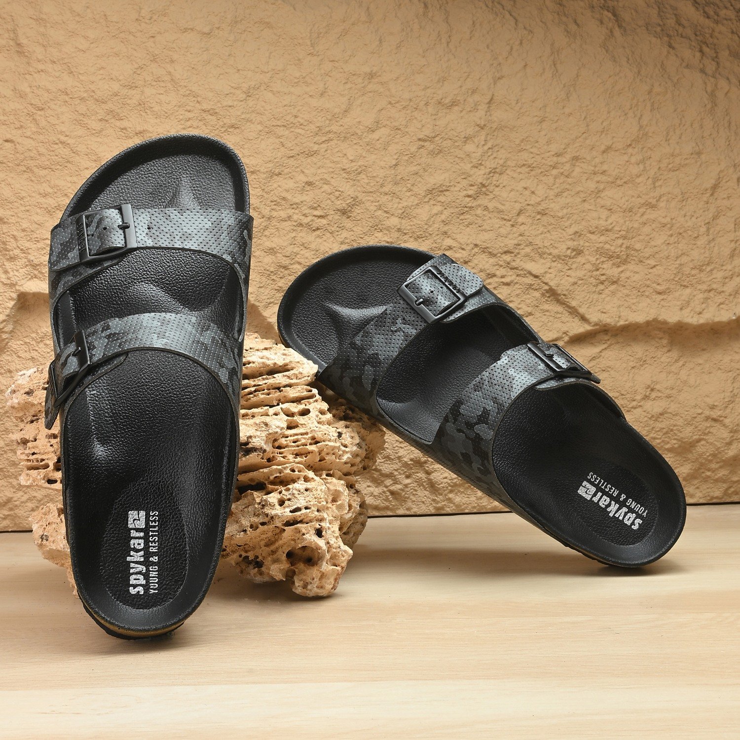 Spykar Remy 2.0 Black Camo Sandals