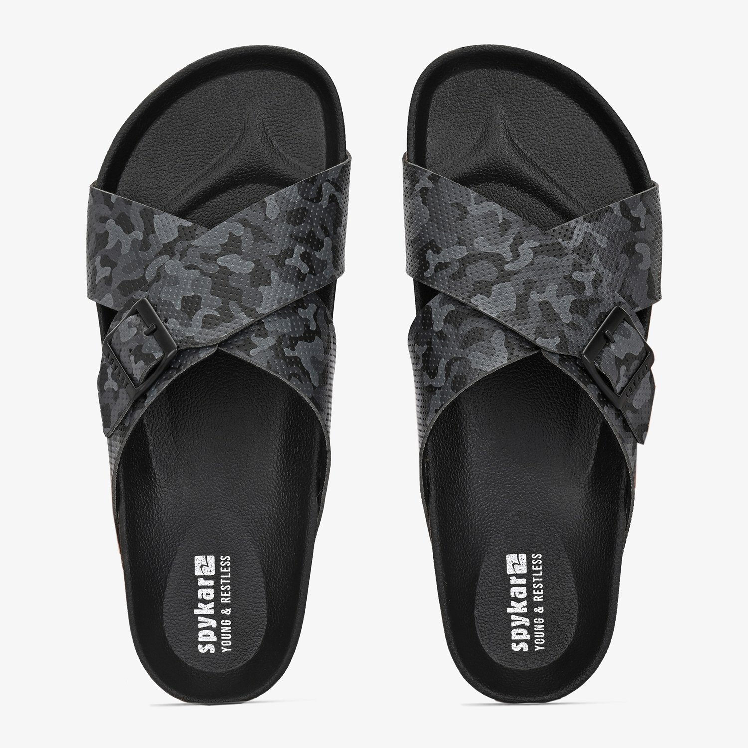 Spykar Empire 2.0 Black Camo Sandals
