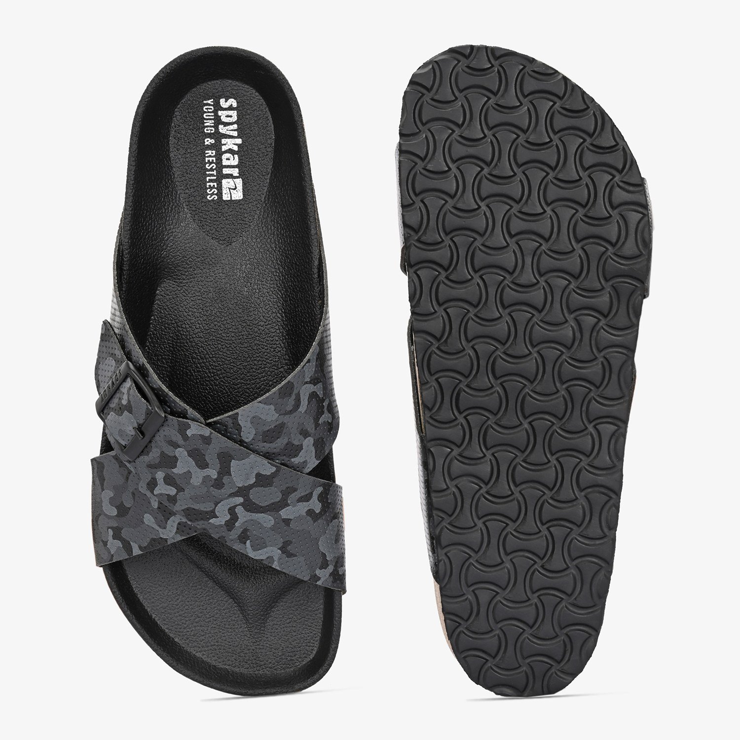 Spykar Empire 2.0 Black Camo Sandals