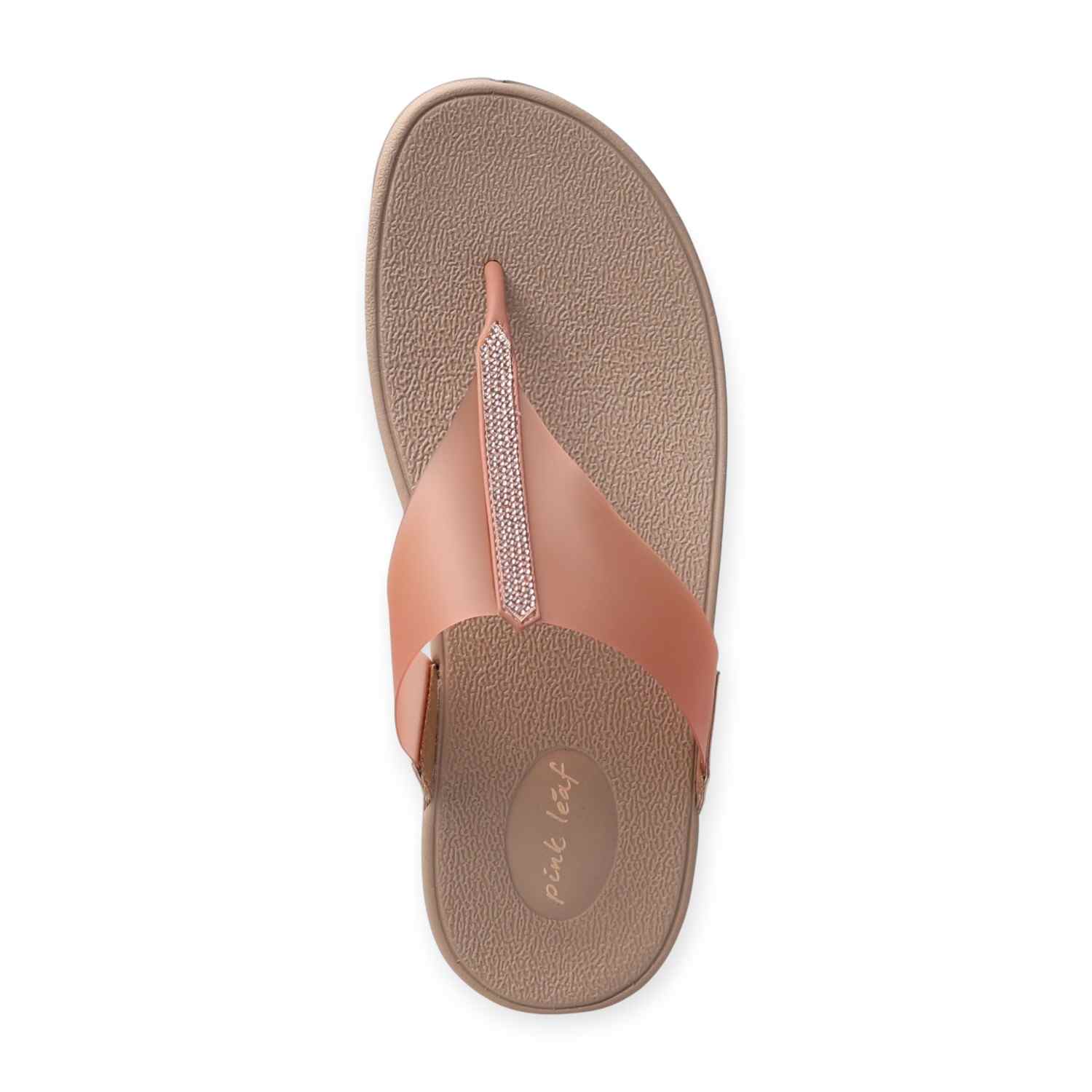 Pinkleaf Women’s Peach Transparent Strap Wedge Sandals with Embellished Detailing