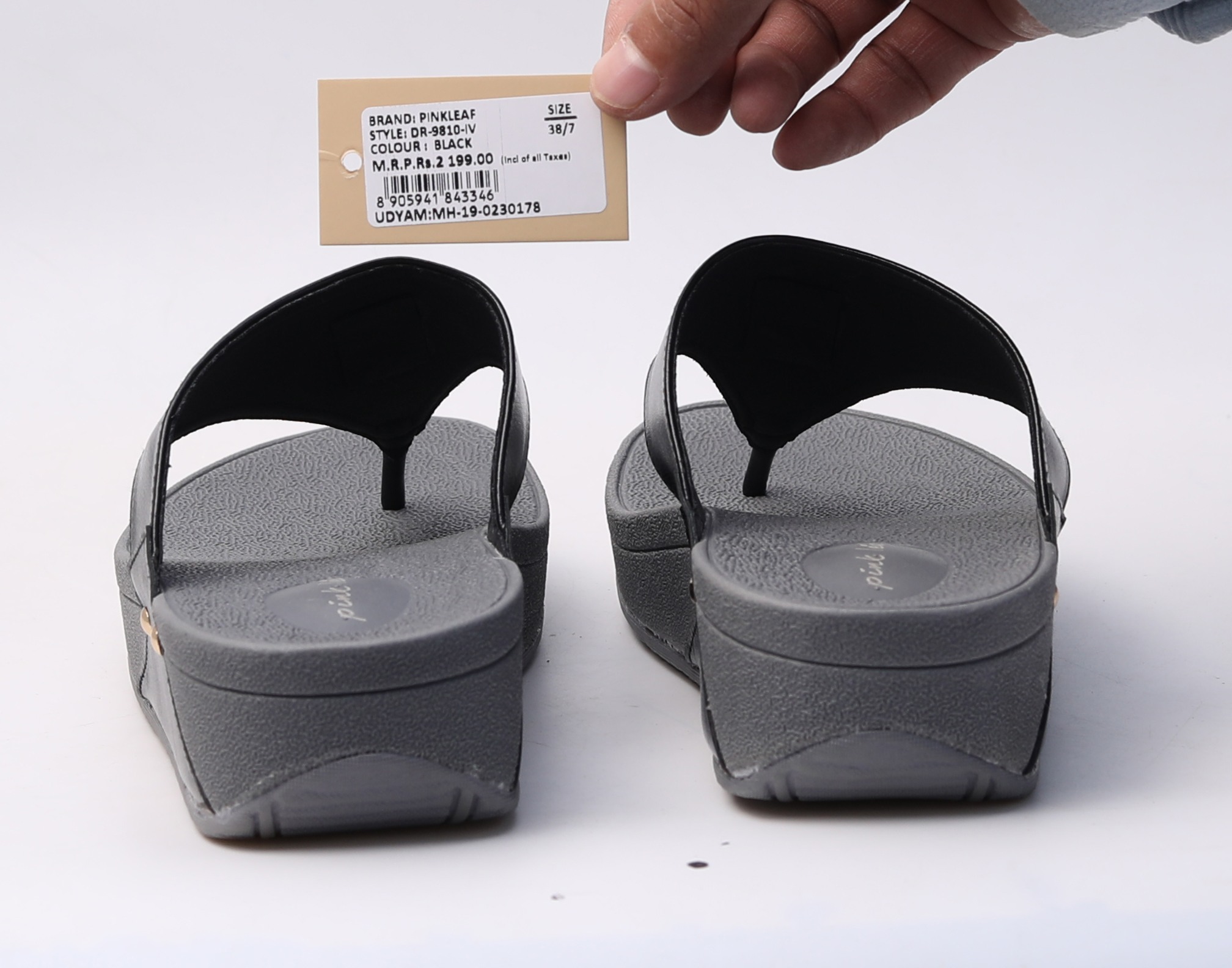 Pinkleaf Women’s Black Metallic Sandals