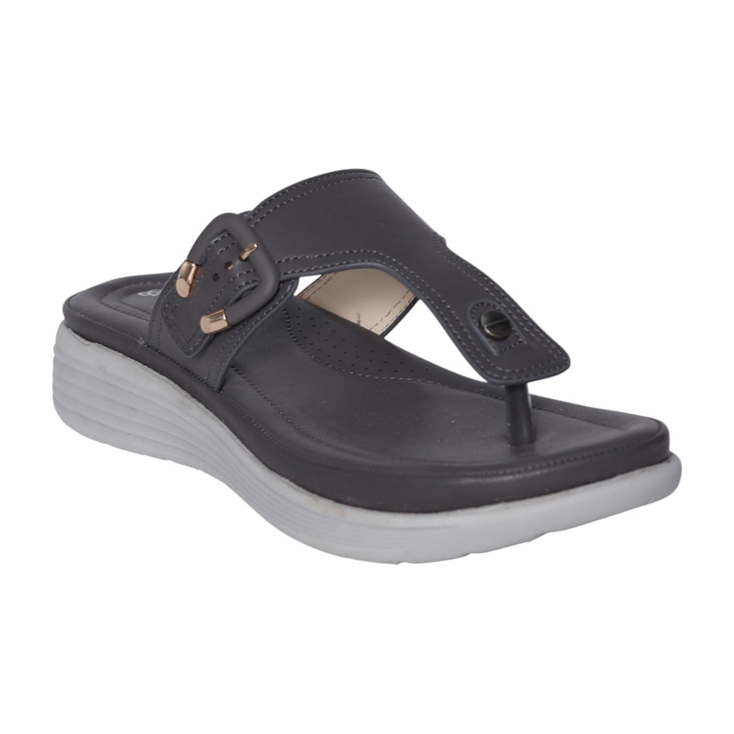 Women grey Toe-Post Buckle Sandals