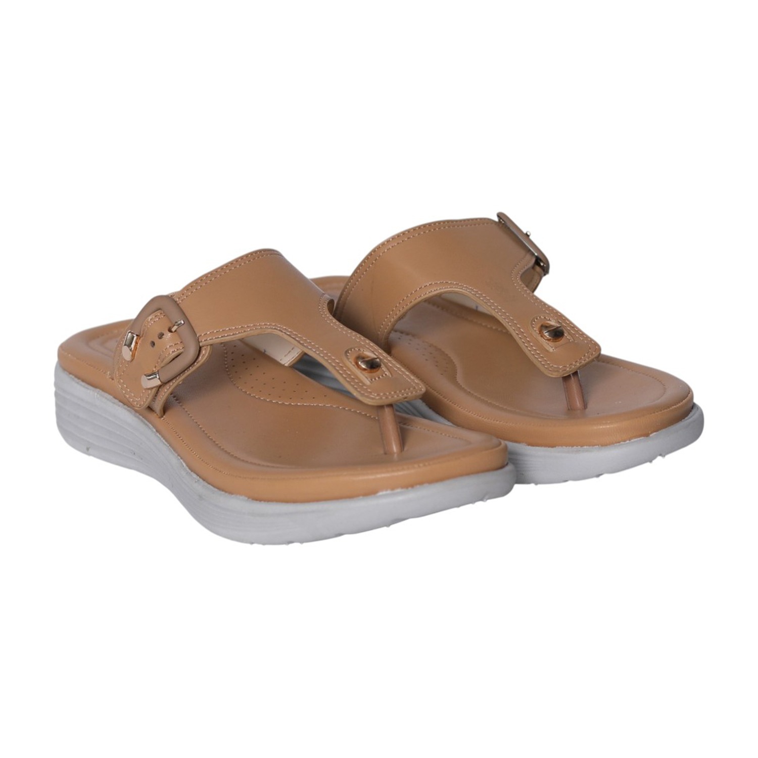 greta | Women Beige Toe-Post Buckle Sandals|1