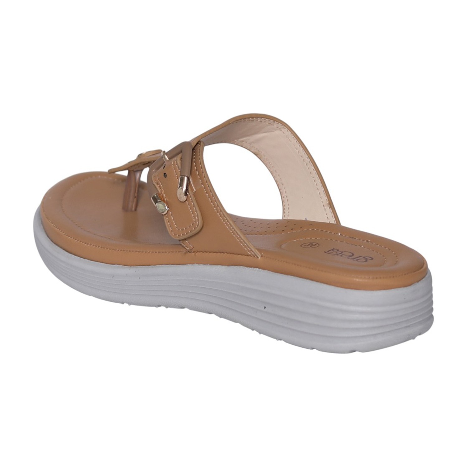 greta | Women Beige Toe-Post Buckle Sandals|4