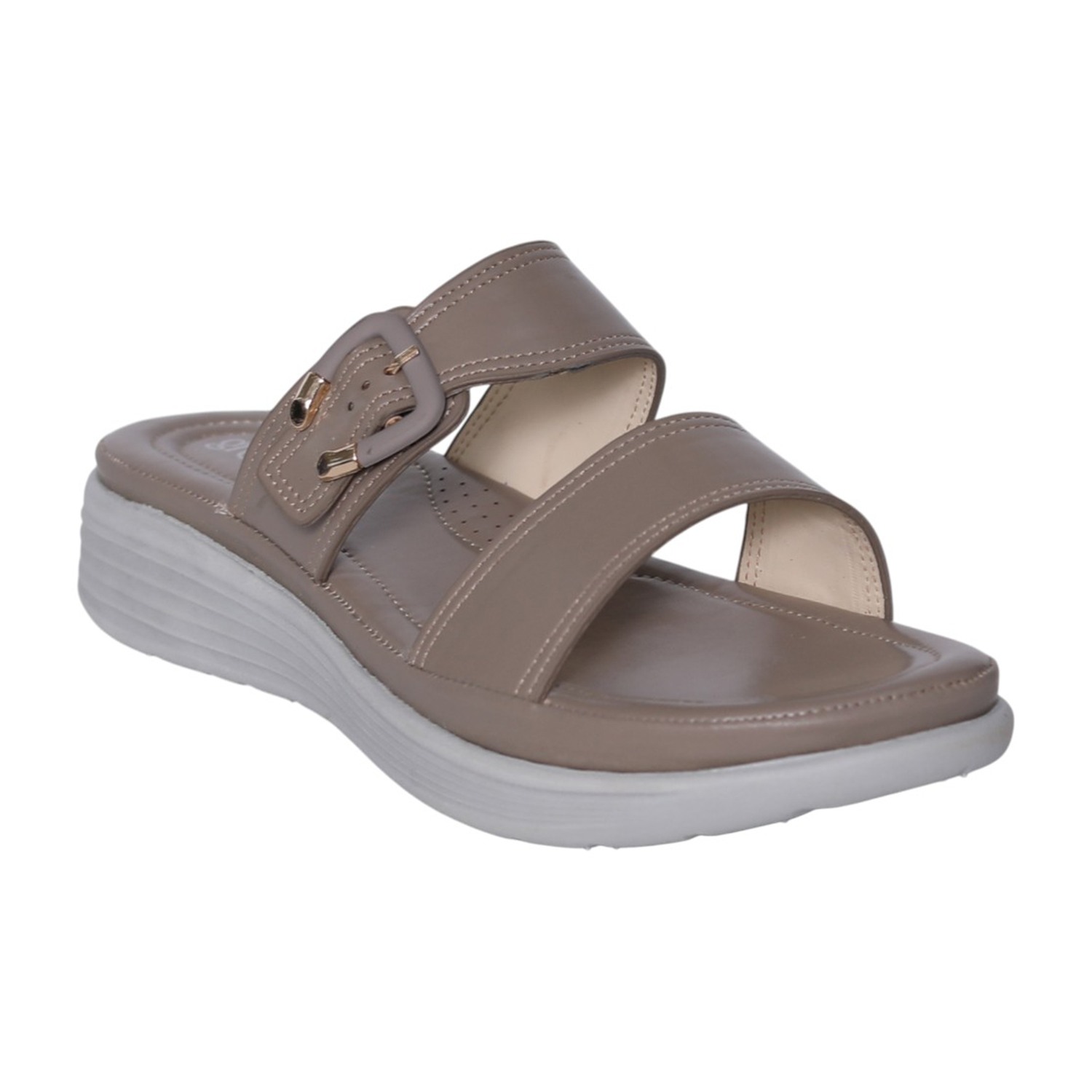 Women Khaki Dual-Strap Comfort Sandals